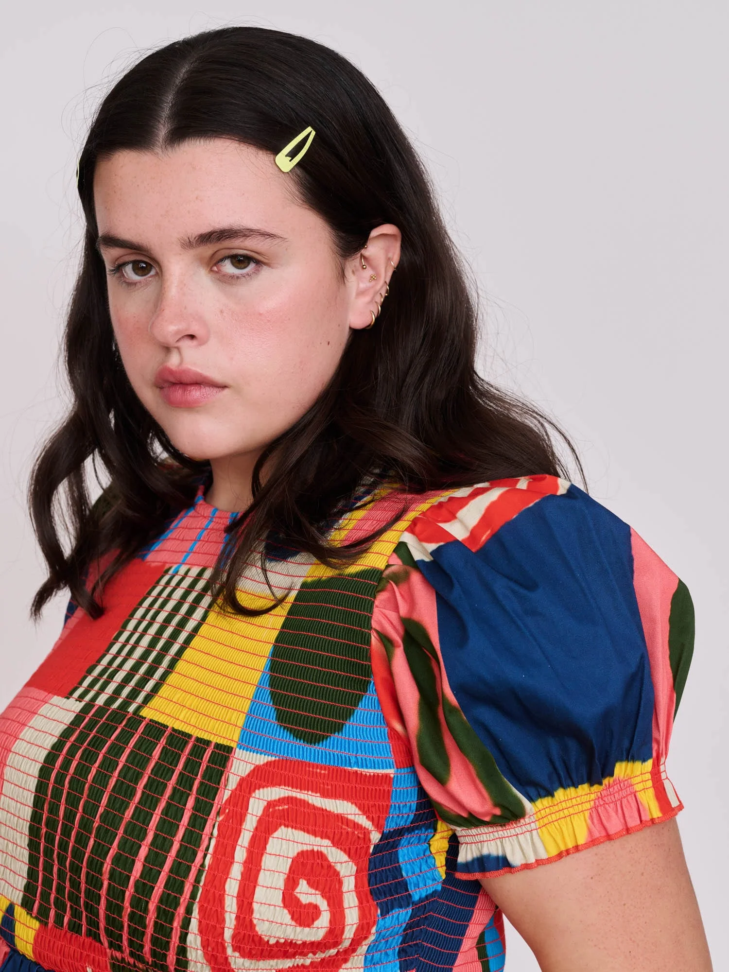Abstract Shirred Dress - Image 7