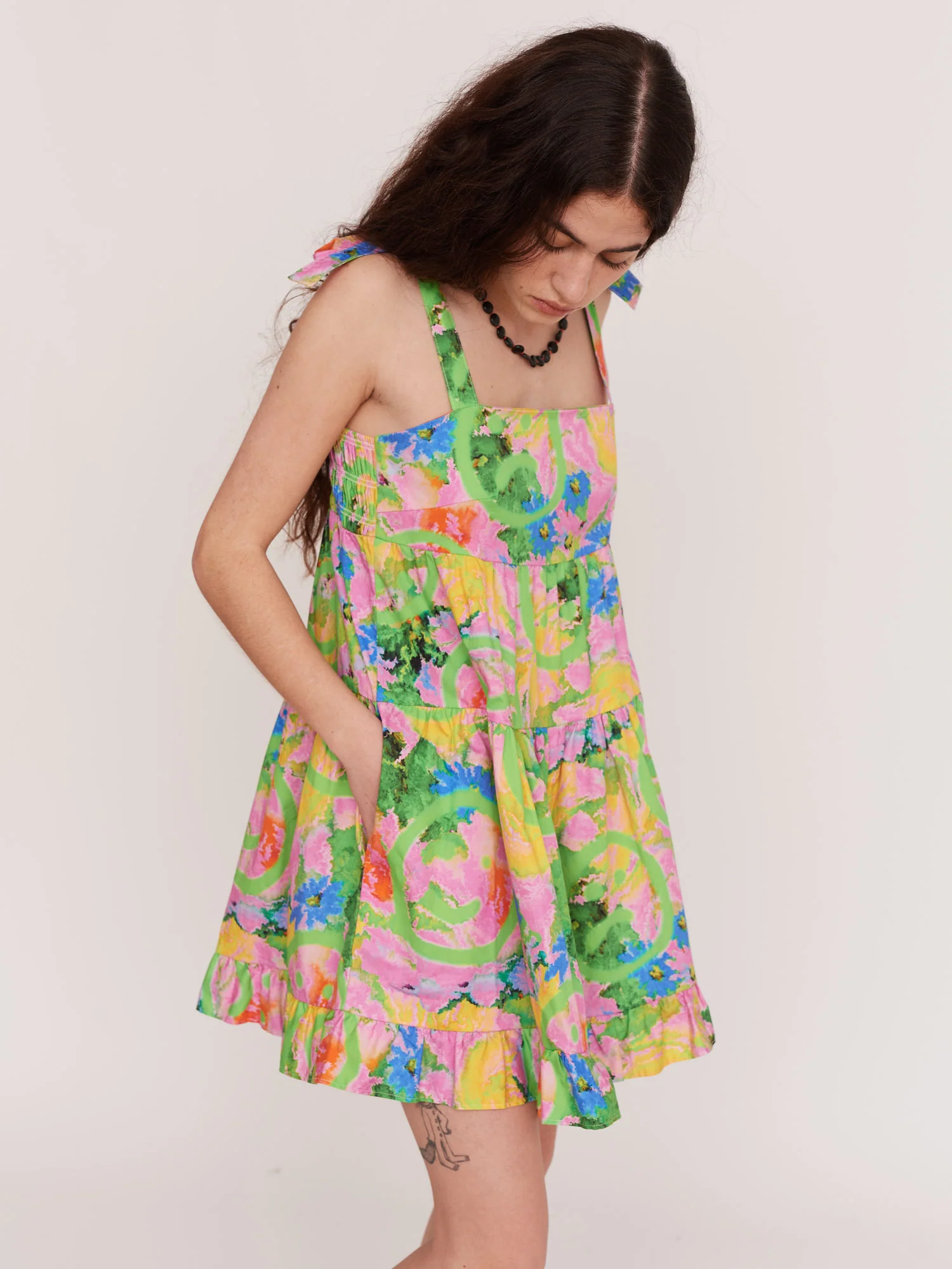 Acid Floral Smock Romper - Image 2