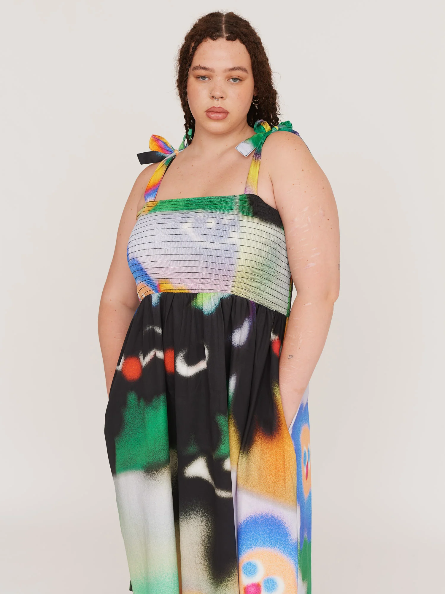 Airbrush Tie Shoulder Dress - Image 3