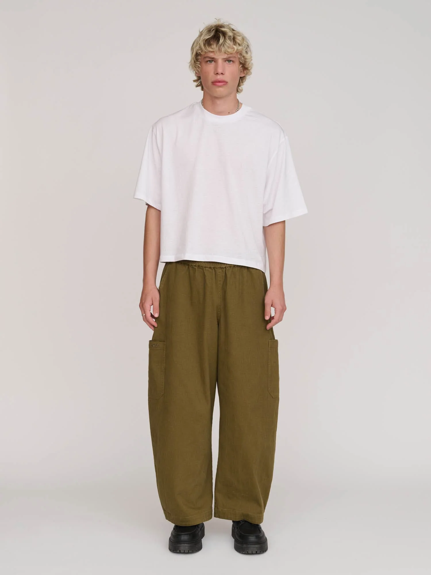 Bev Khaki Barrel Leg Pants - Image 6