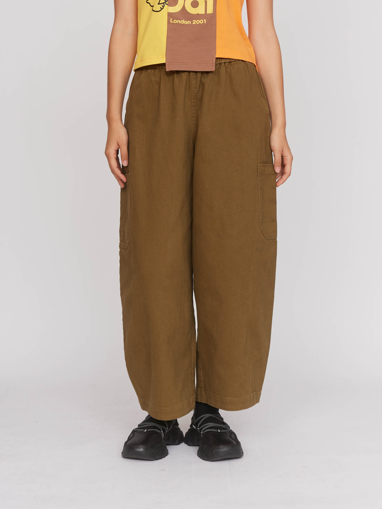 Bev Khaki Barrel Leg Pants - Image 7