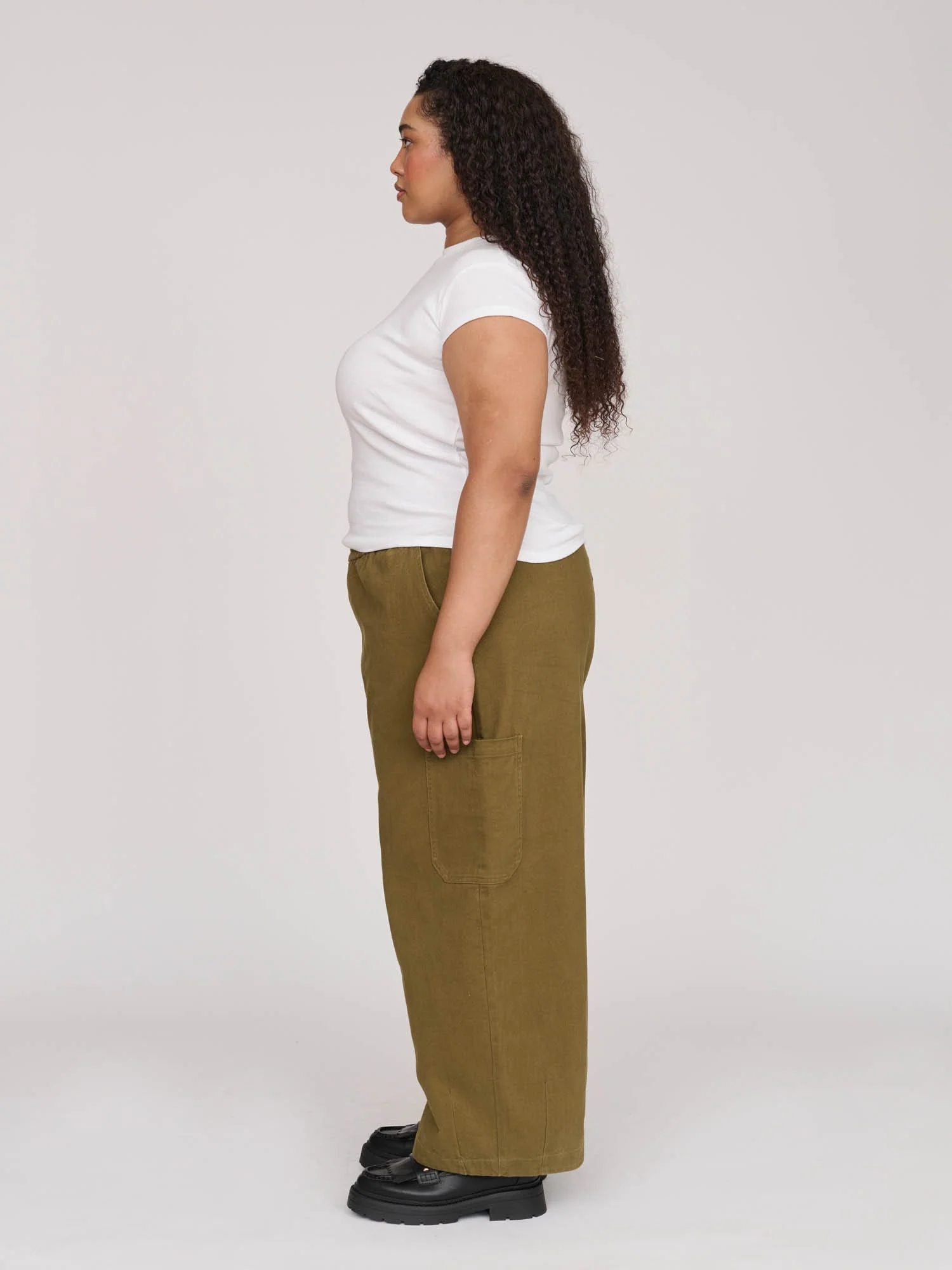 Bev Khaki Barrel Leg Pants - Image 8