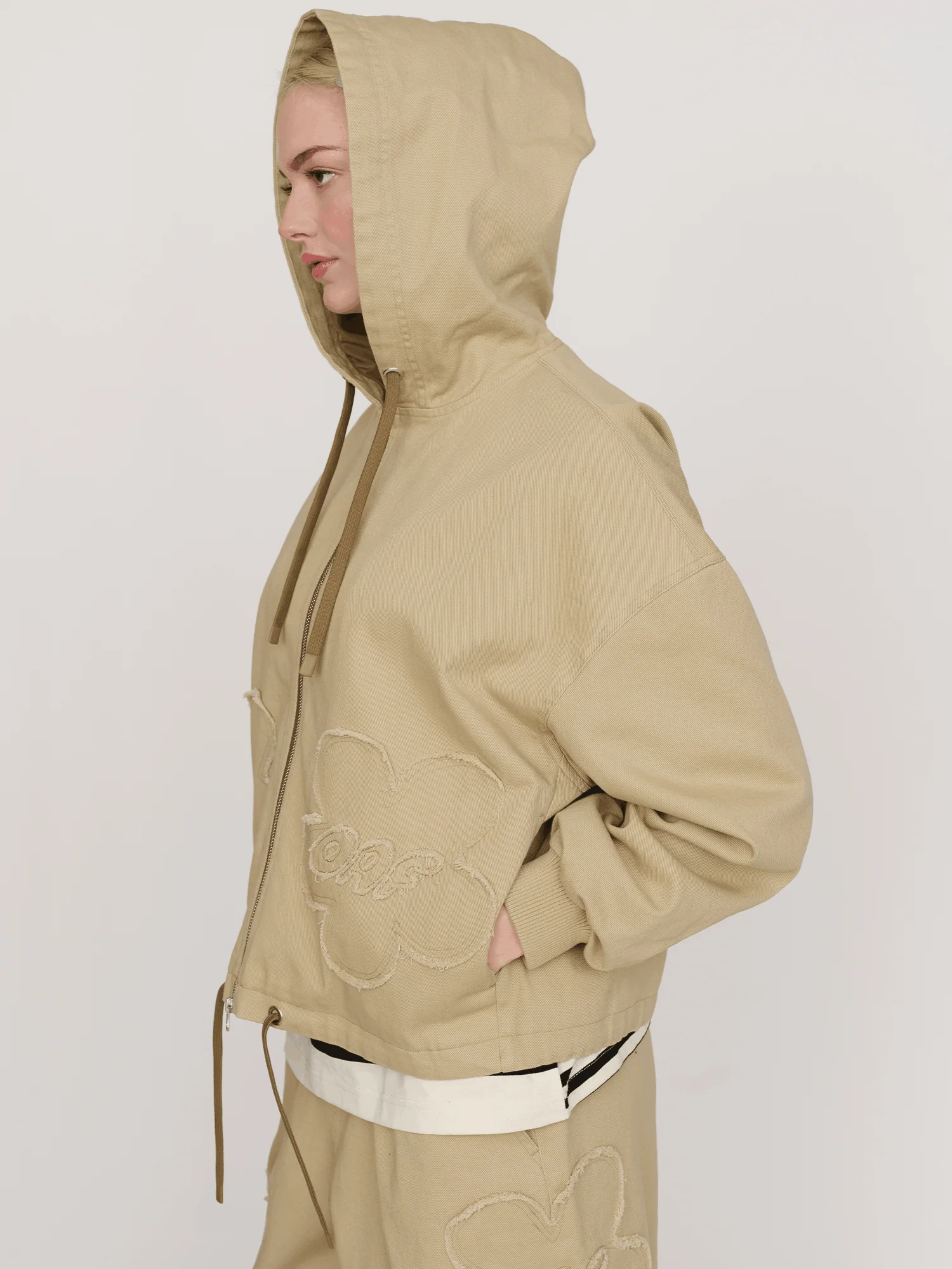 Big Flower Twill Zip Up Jacket - Image 5