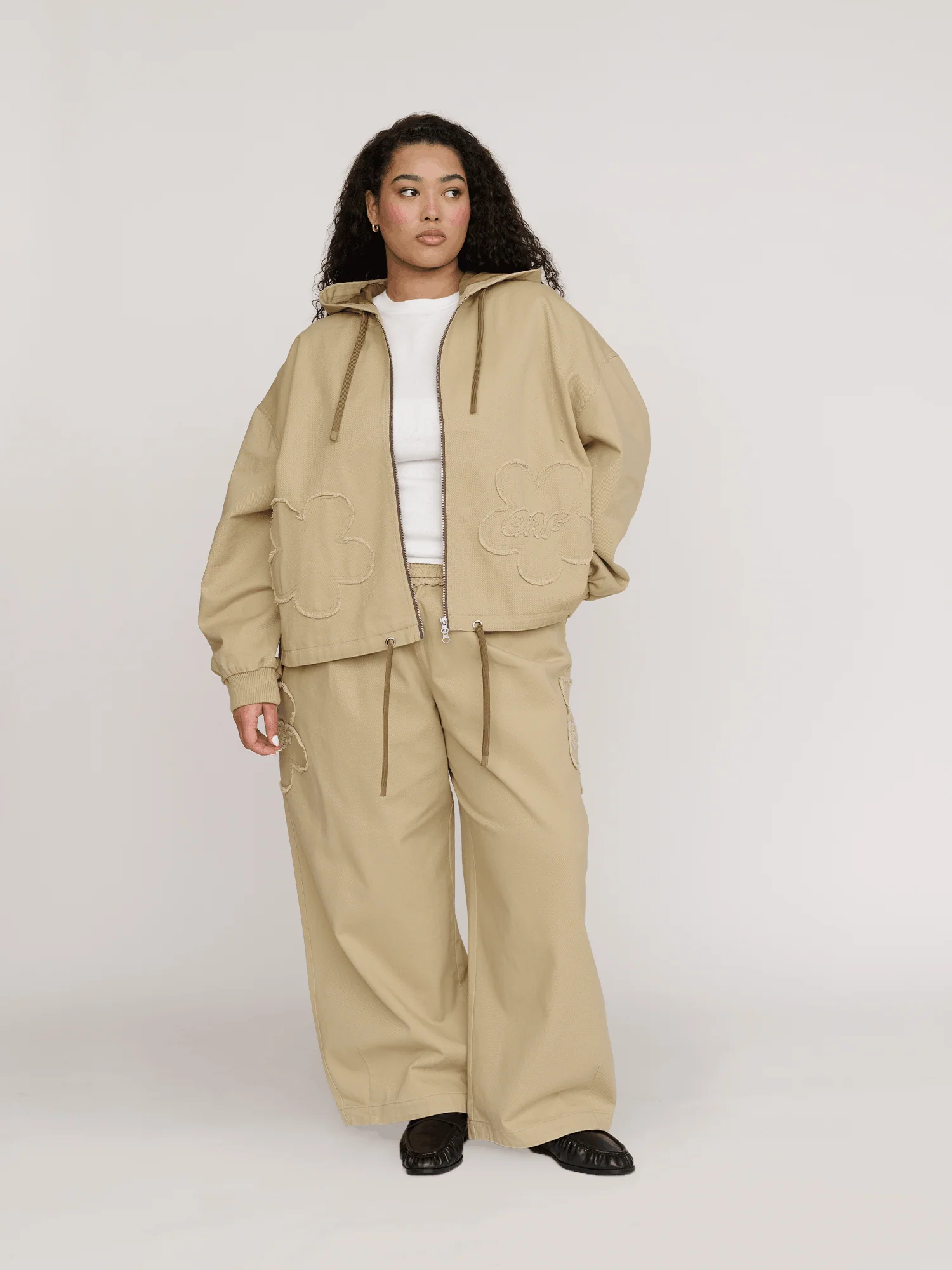 Big Flower Twill Zip Up Jacket - Image 7