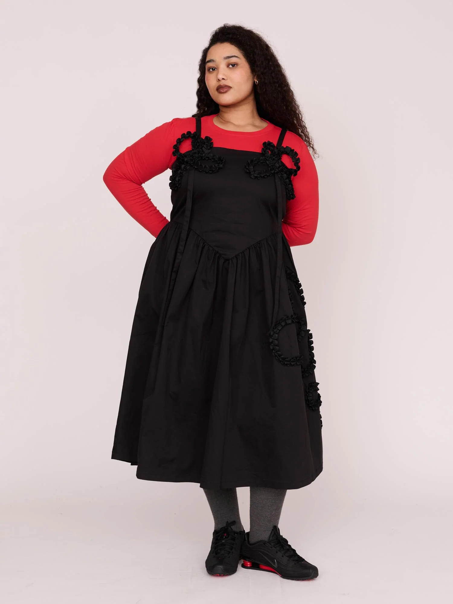Black Big Big Flower Dress - Image 3