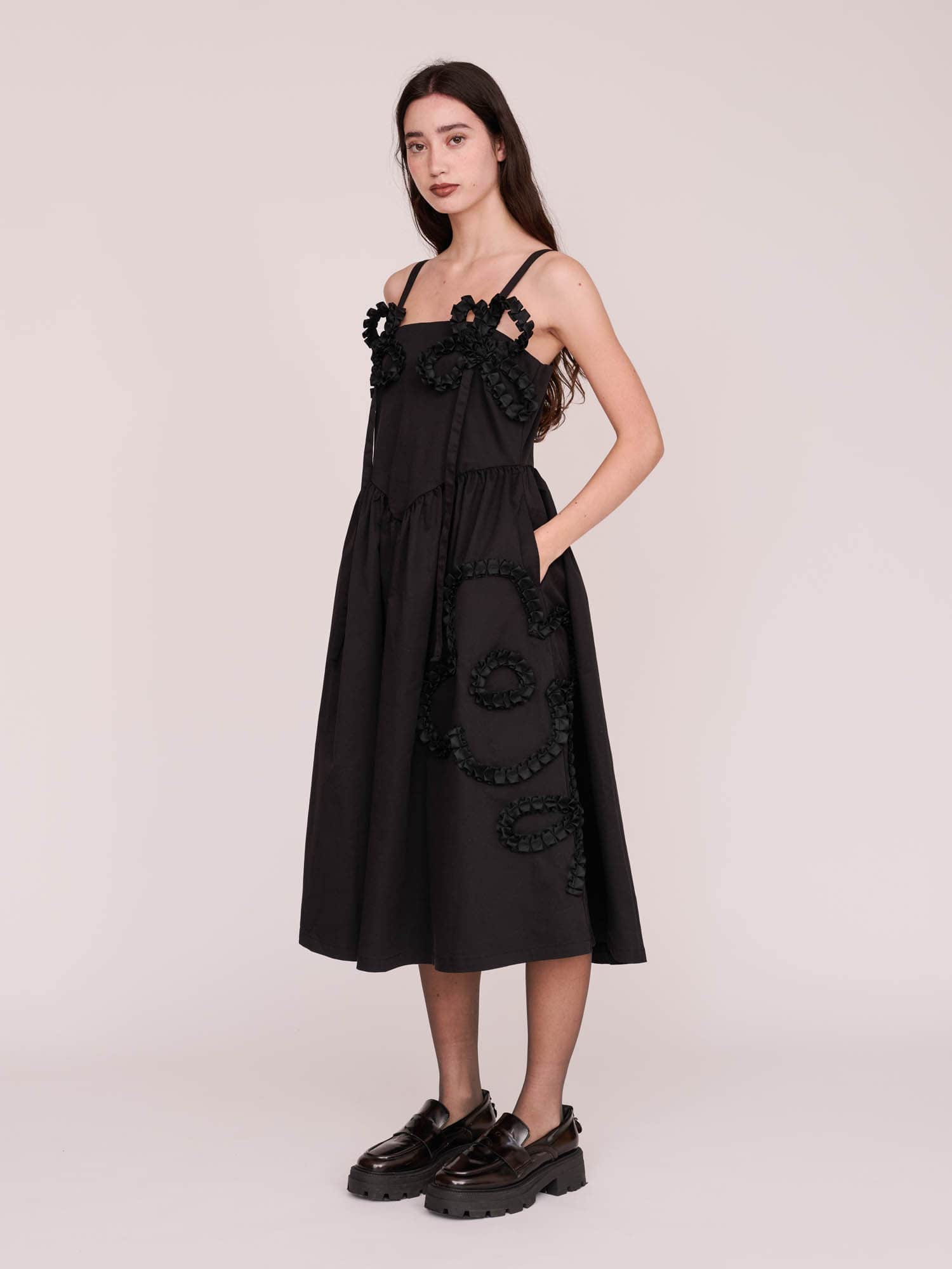 Black Big Big Flower Dress - Image 5