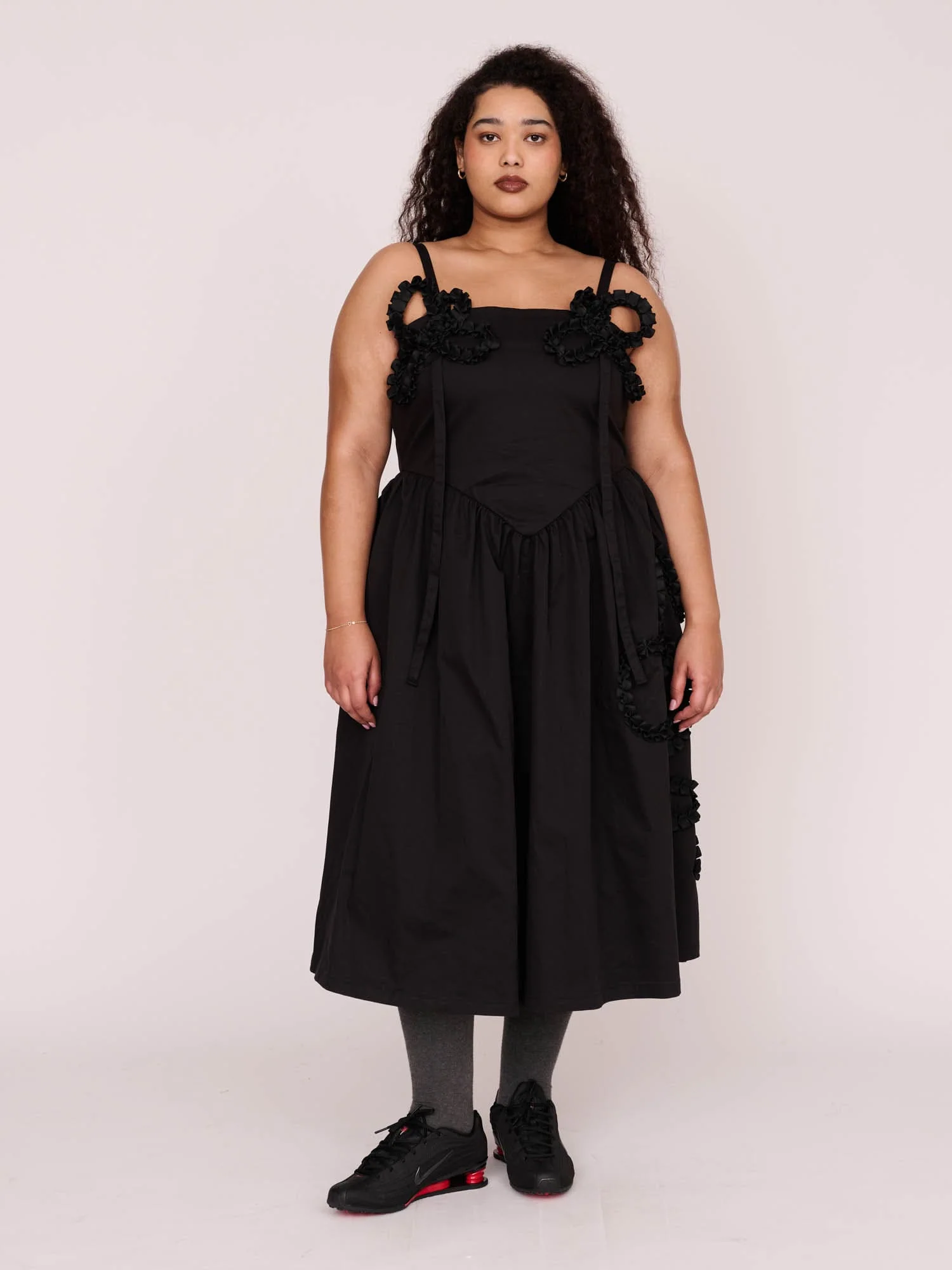 Black Big Big Flower Dress - Image 6