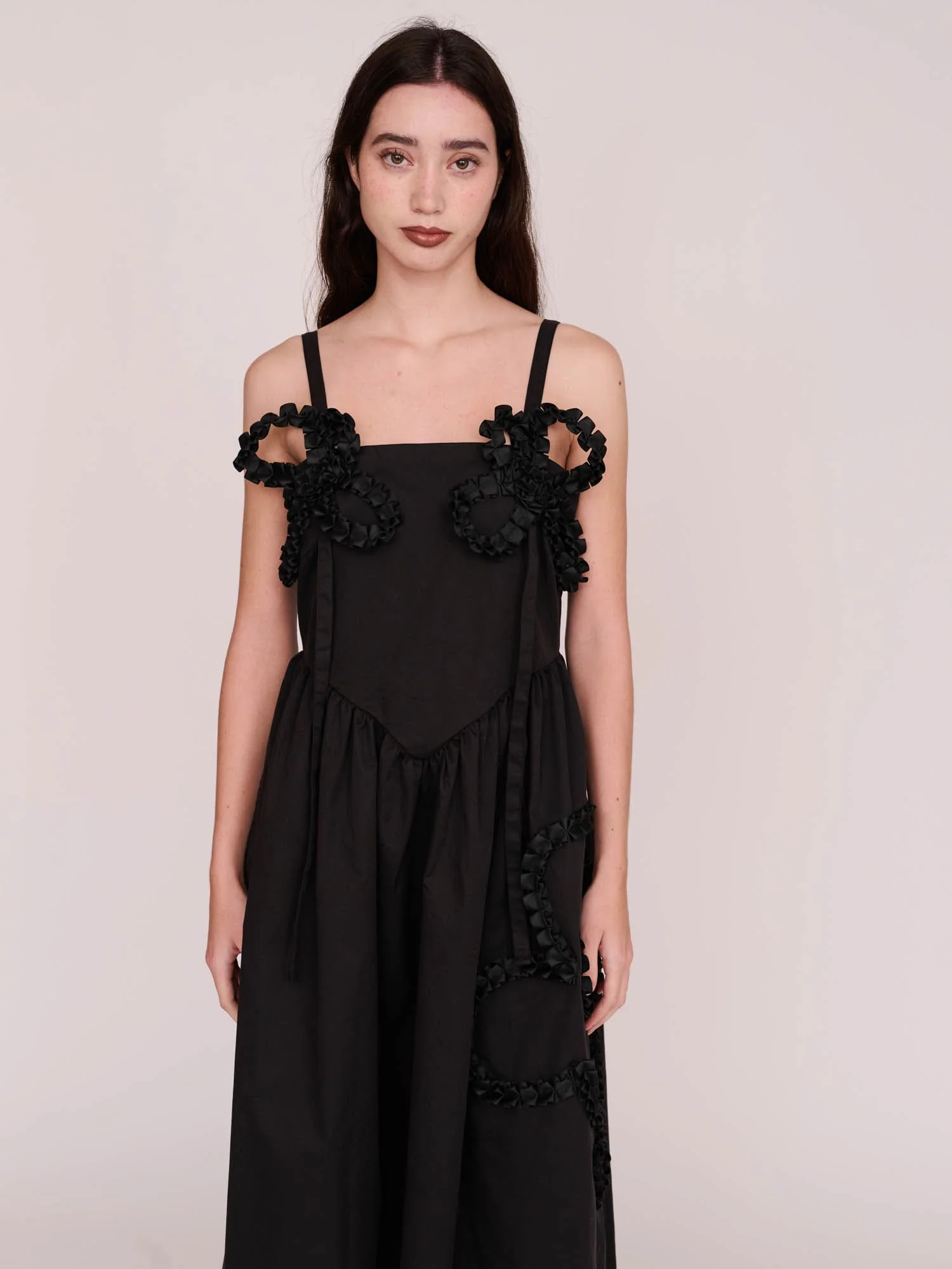 Black Big Big Flower Dress - Image 7