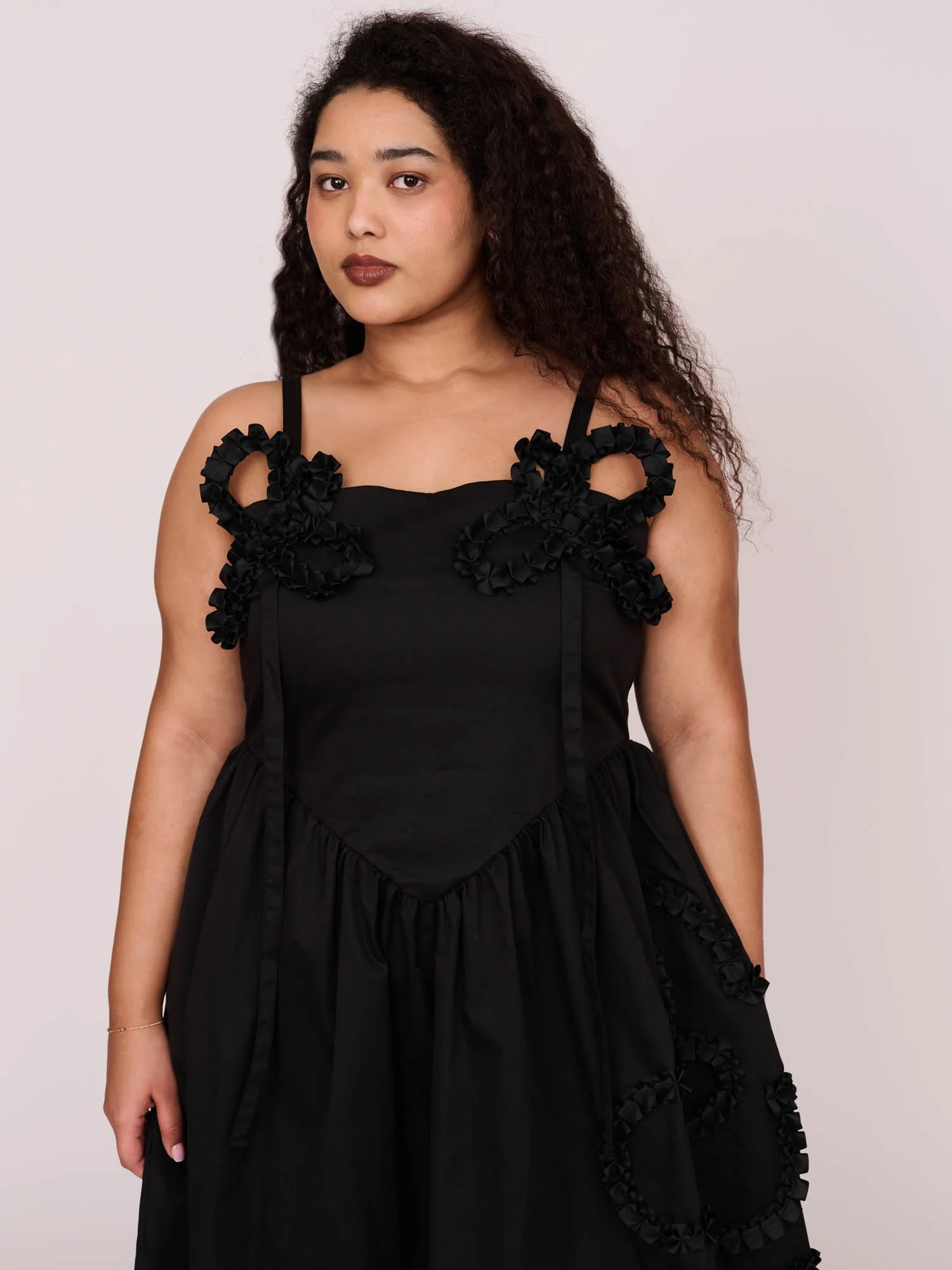 Black Big Big Flower Dress - Image 9