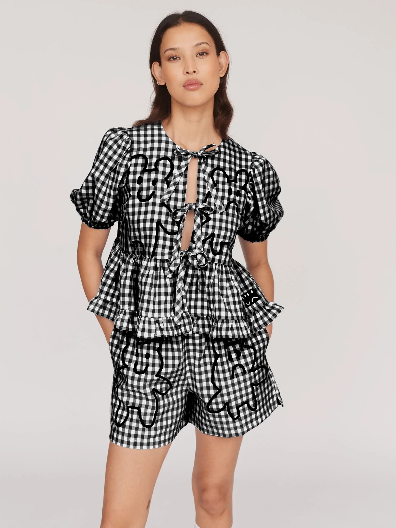 Black Grin and Bear It Gingham Shorts - Image 4