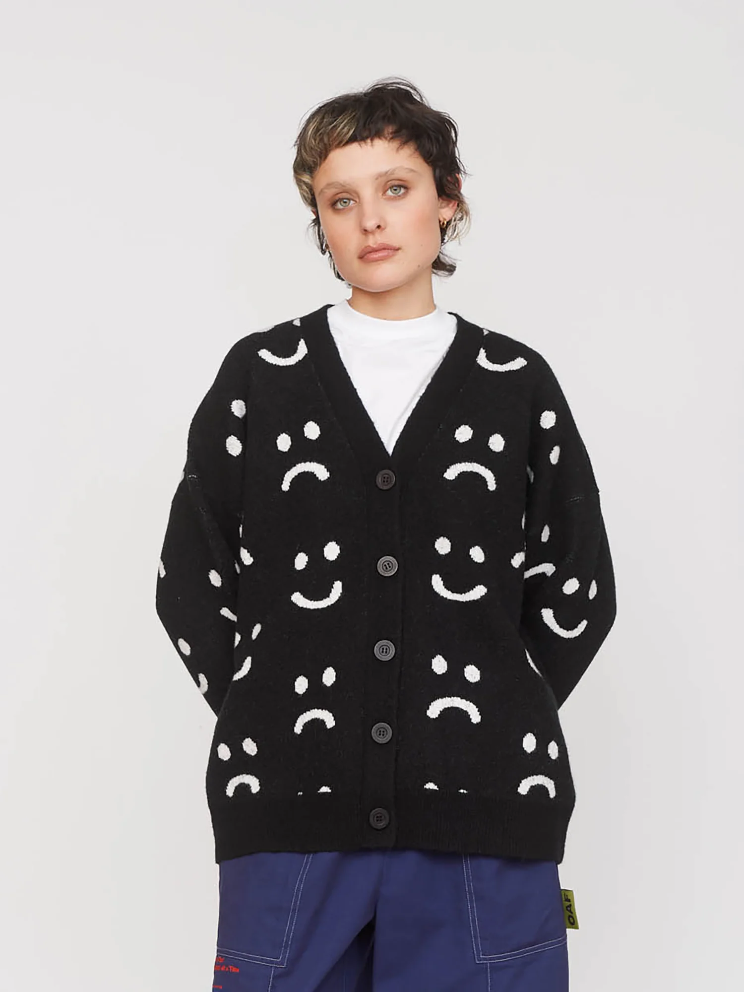 Black Happy Sad Cardigan - Image 3
