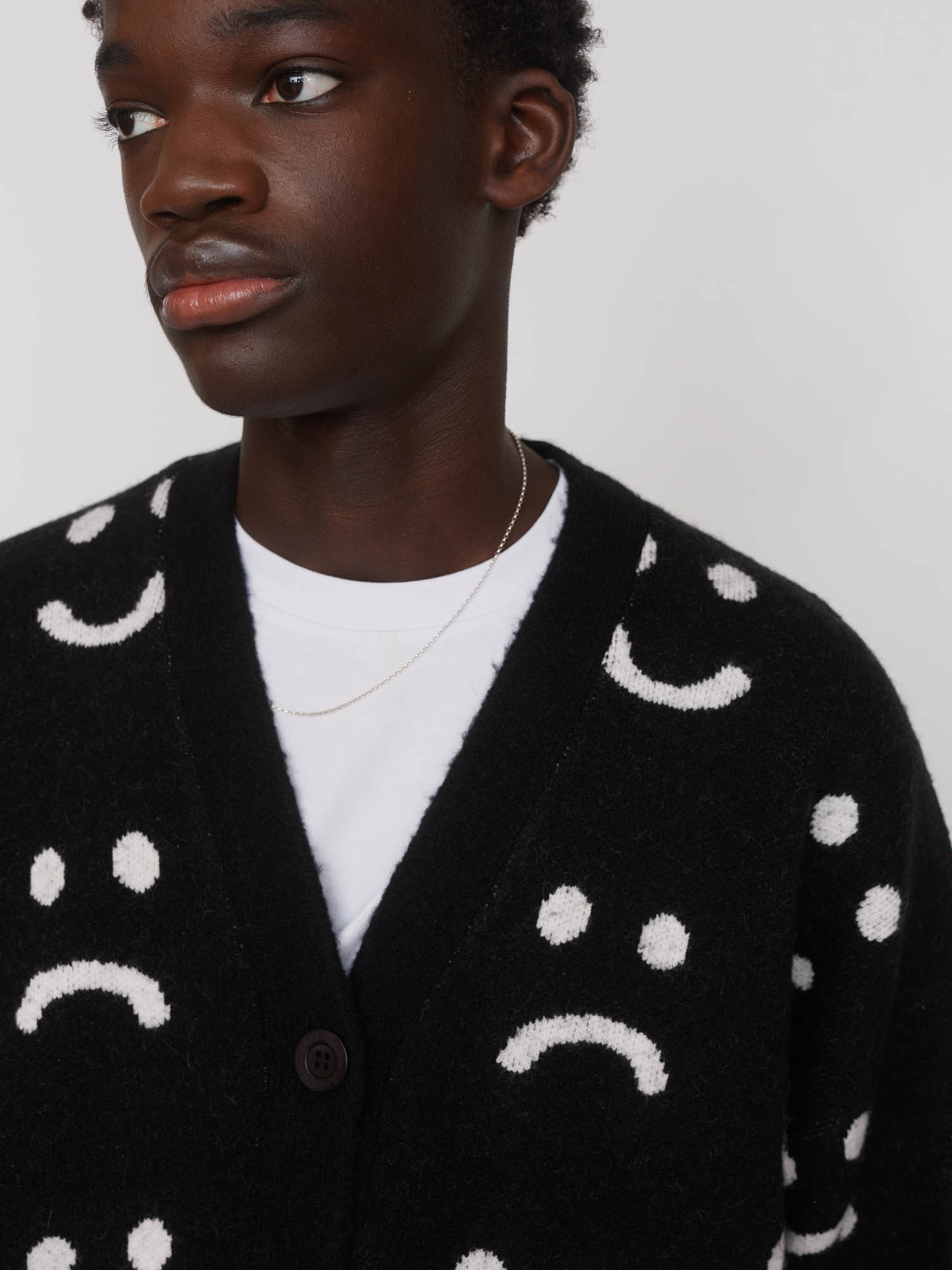 Black Happy Sad Cardigan - Image 4