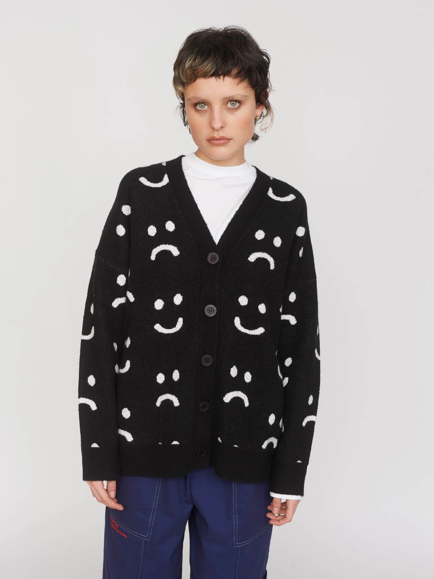 Black Happy Sad Cardigan - Image 5