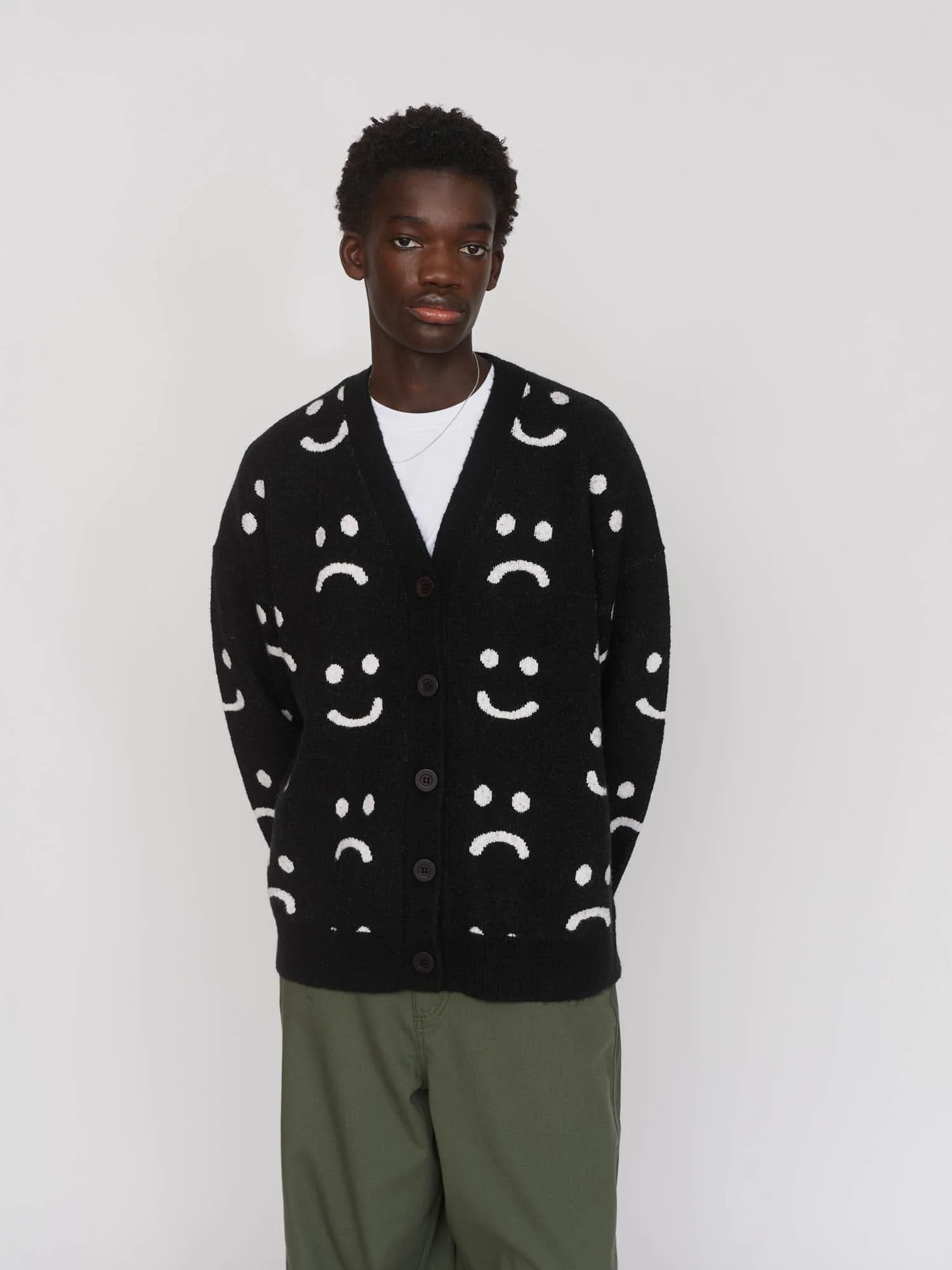 Black Happy Sad Cardigan - Image 7