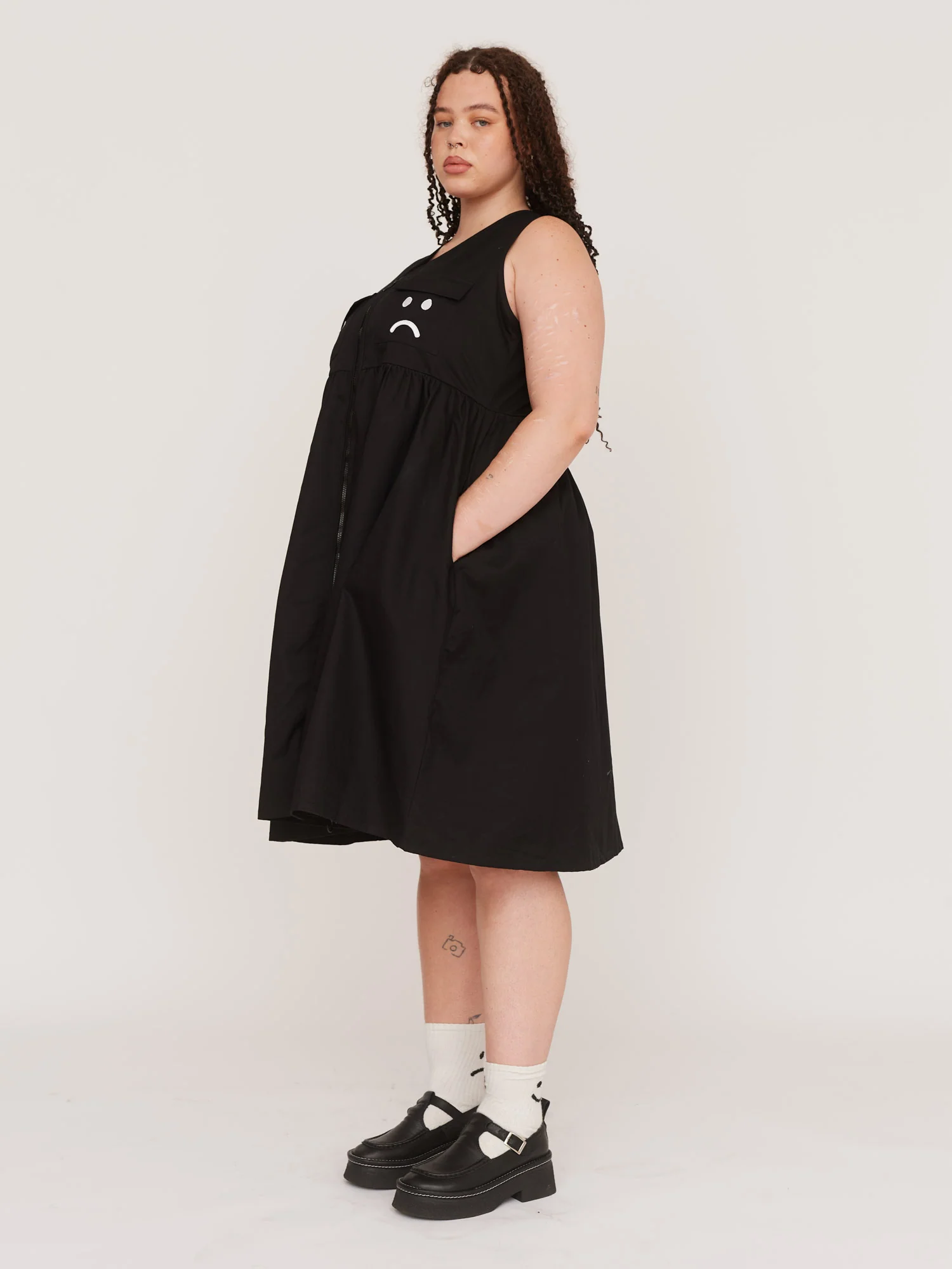 Black Happy Sad Gilet Dress - Image 2