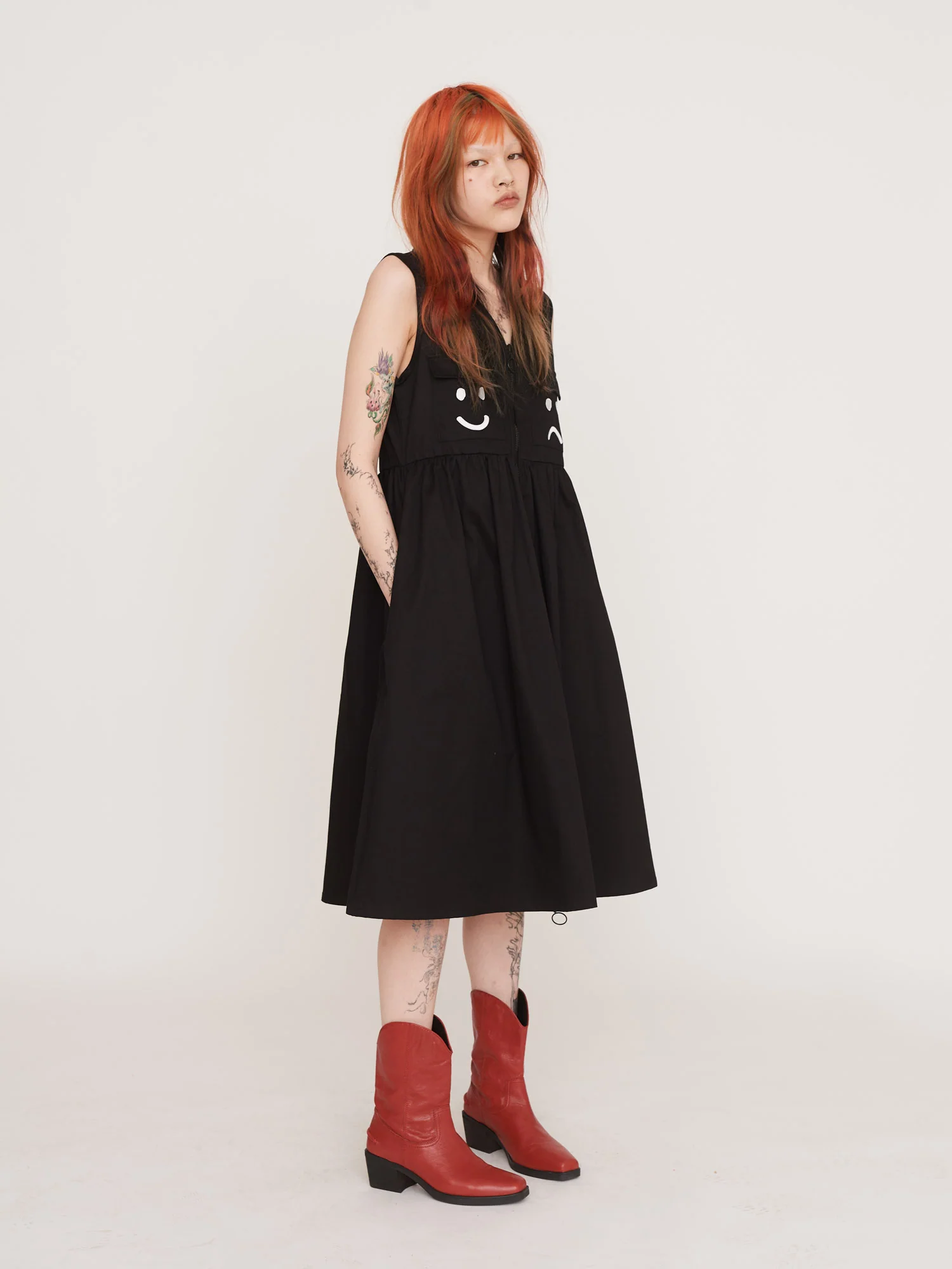 Black Happy Sad Gilet Dress - Image 3