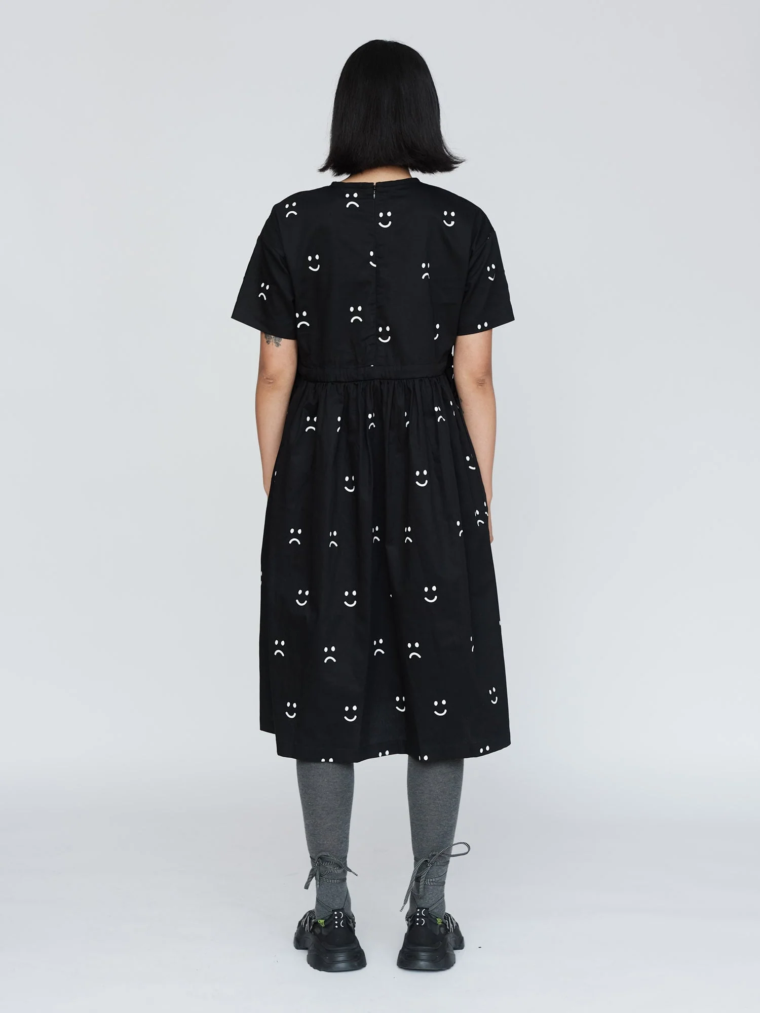 Black Happy Sad Side Tie Dress - Image 7