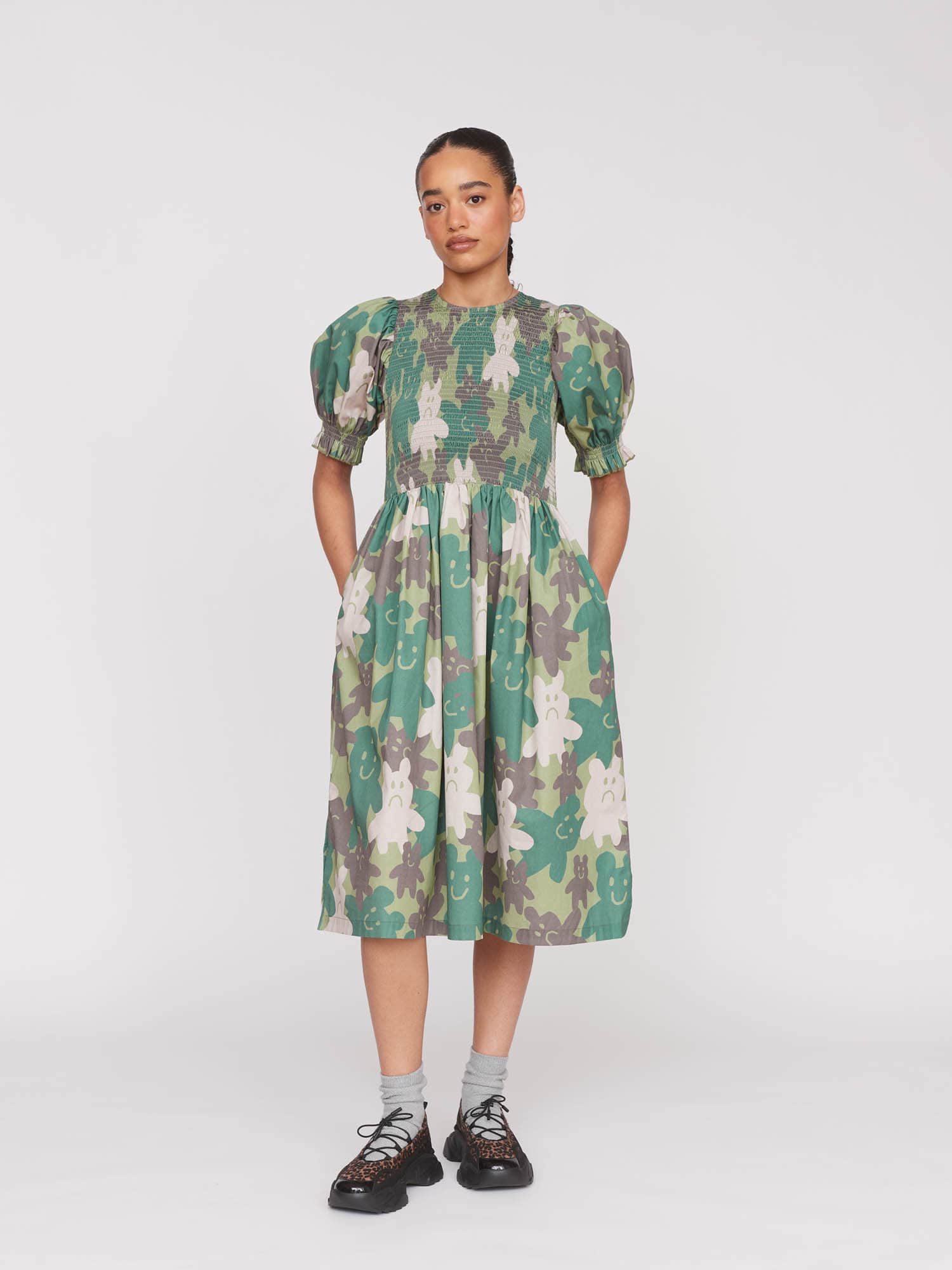 Camo Bears Shirred Dress - Image 2