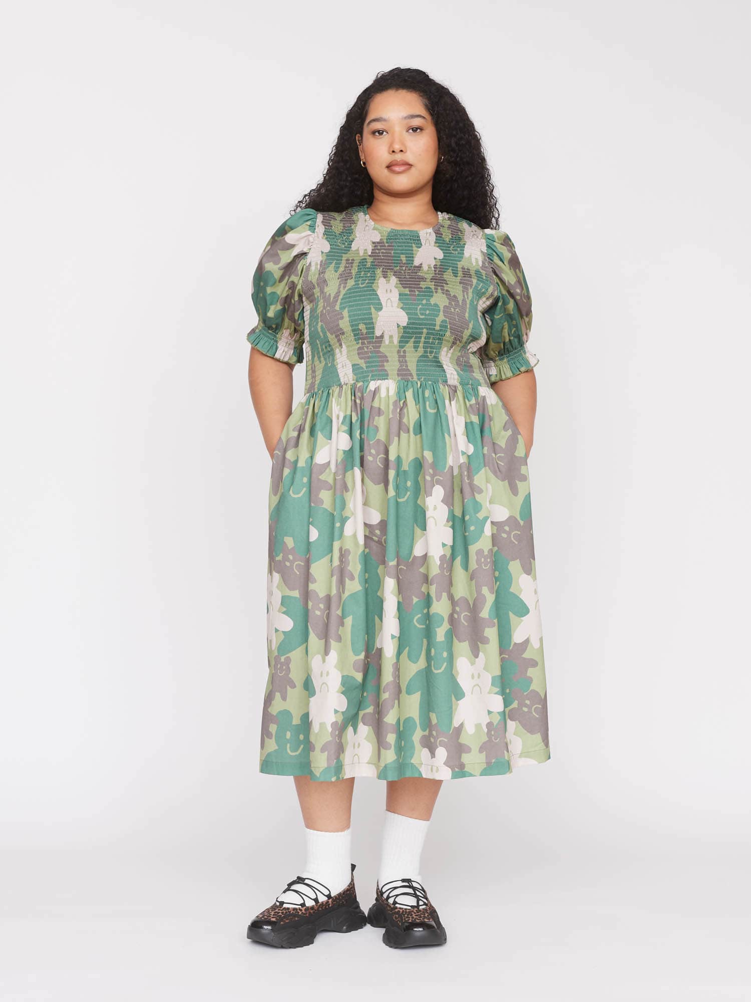 Camo Bears Shirred Dress - Image 3