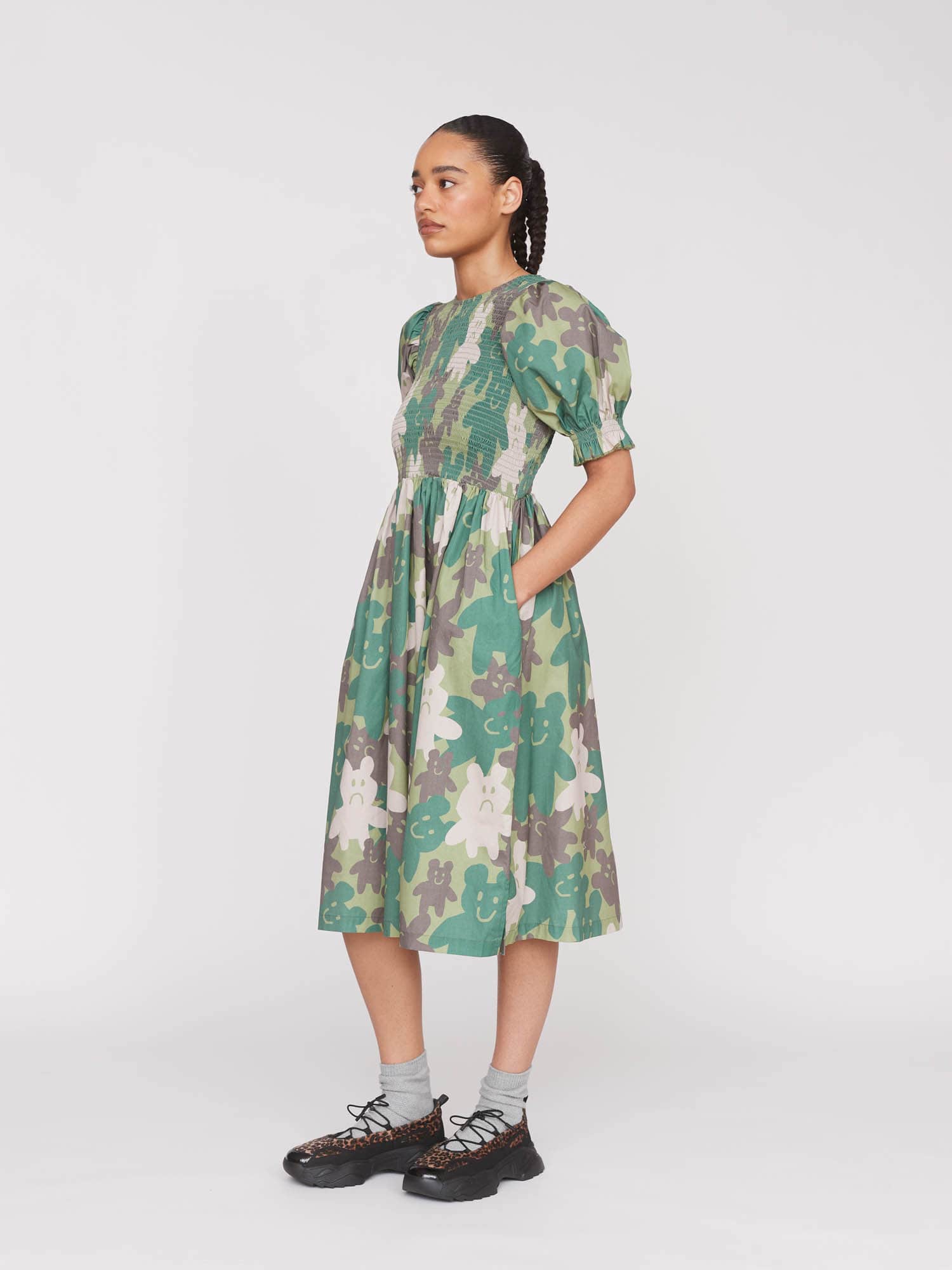 Camo Bears Shirred Dress - Image 7