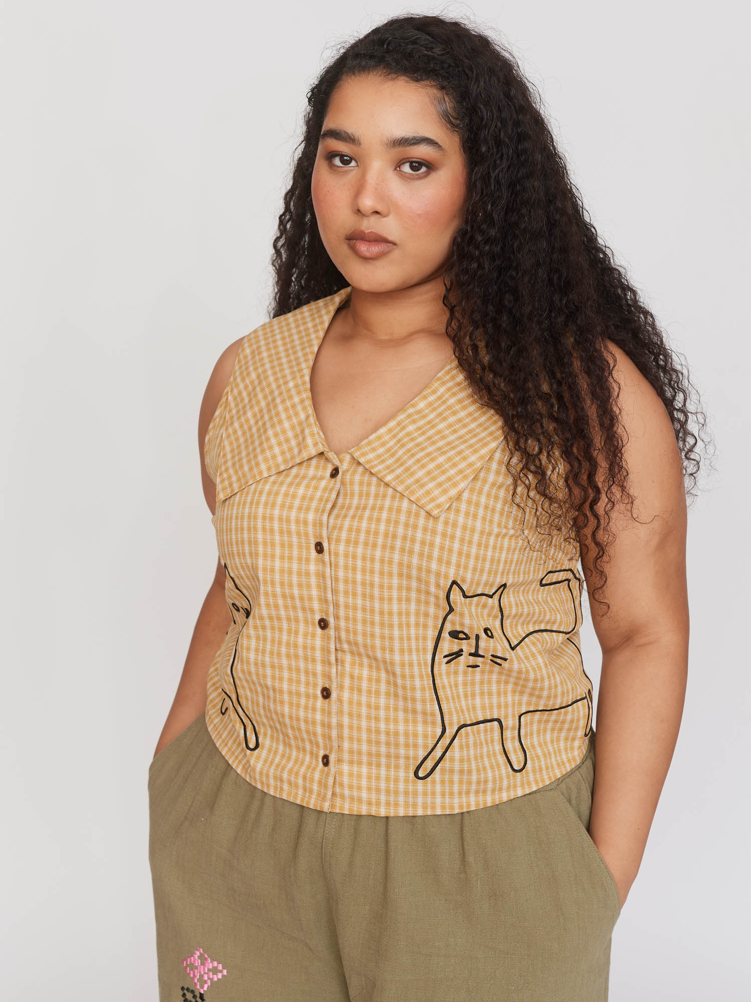 Cat Pals Sleeveless Collared Shirt - Image 4