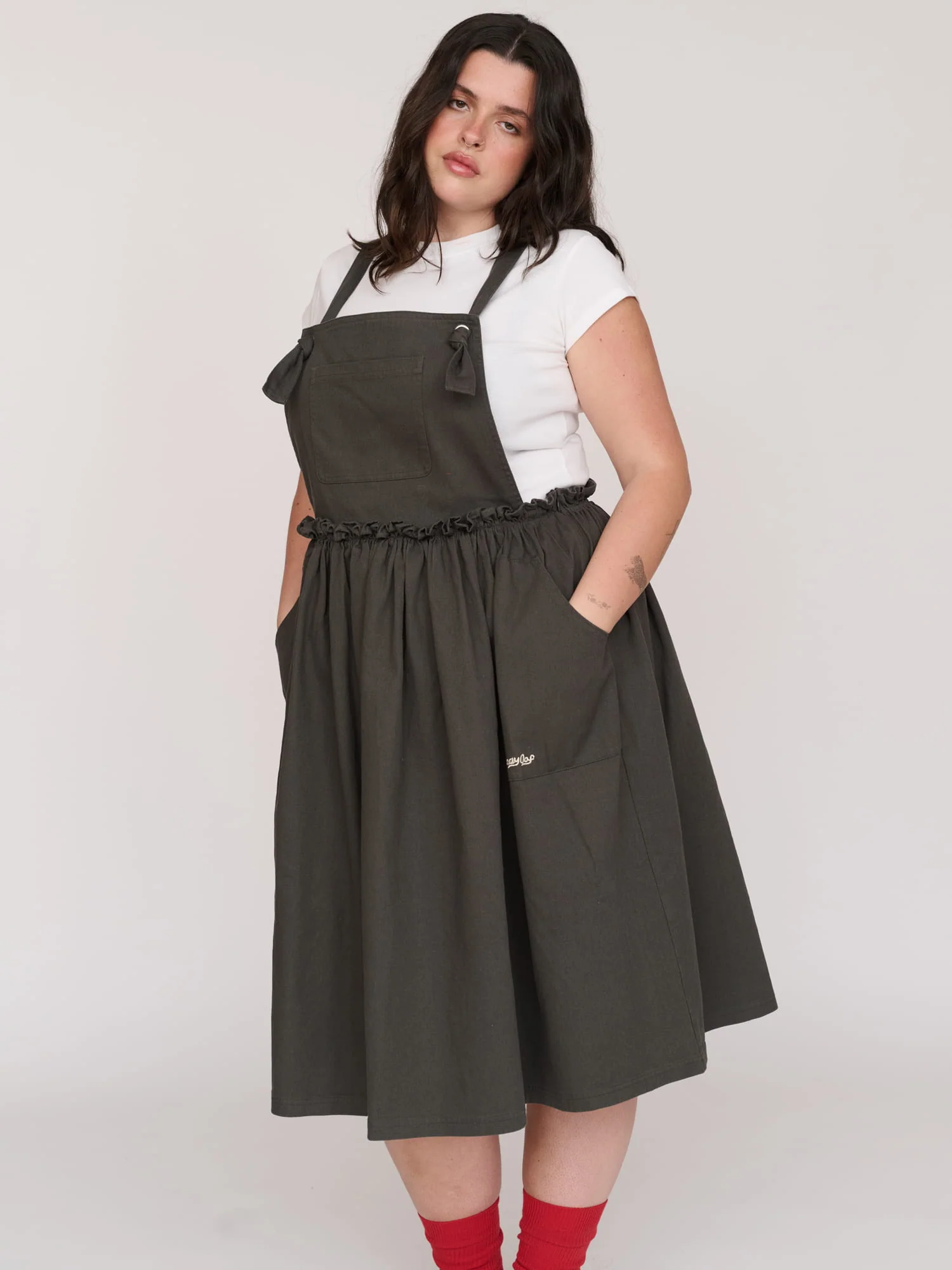 Charcoal Pinafore Dress - Image 4