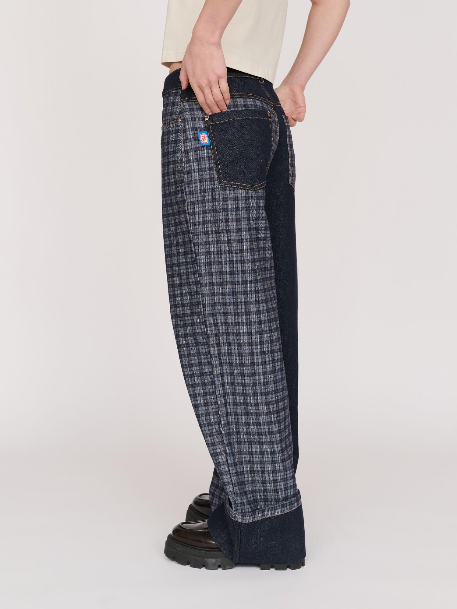 Check Turn Up Jeans - Image 4