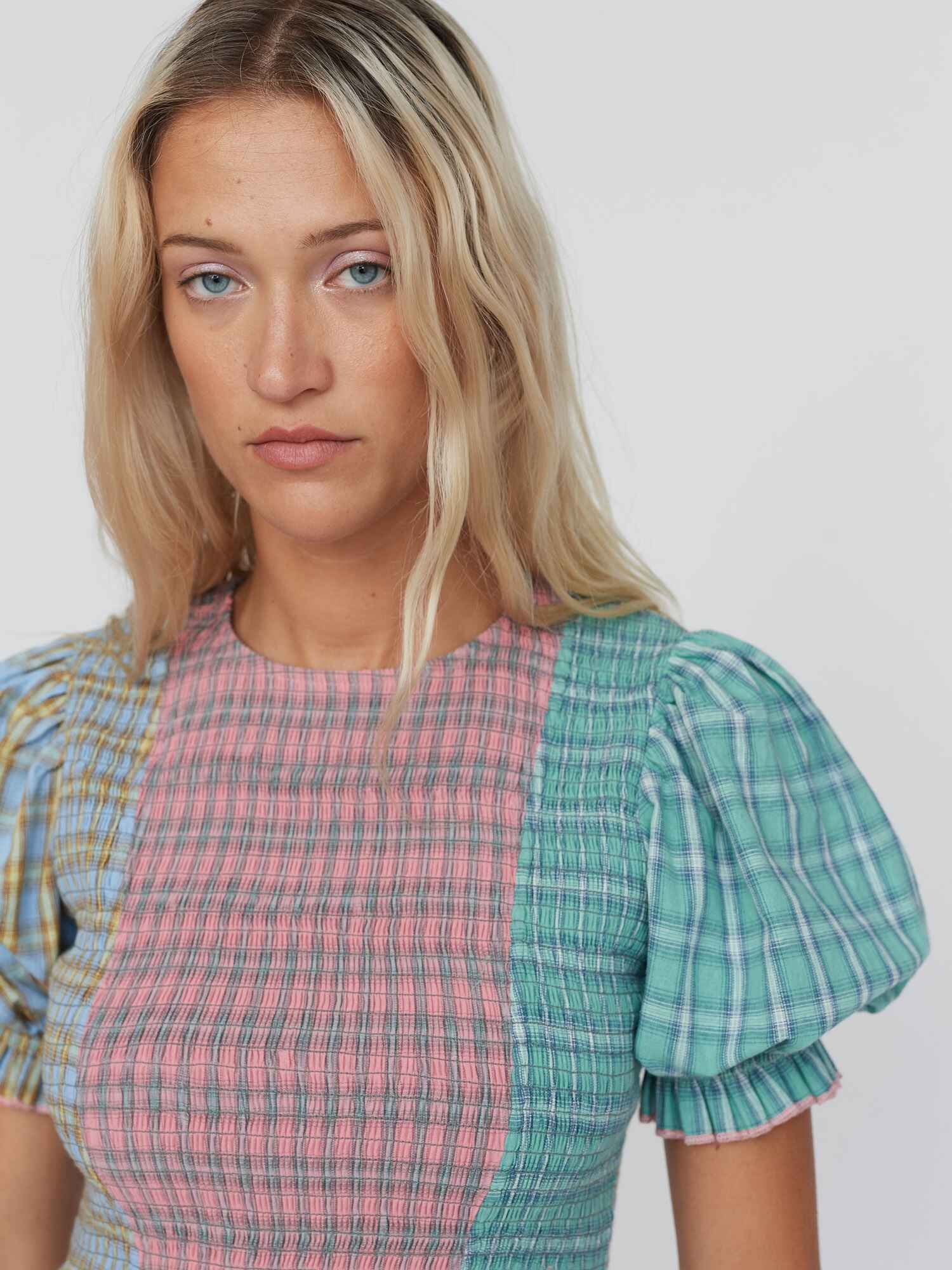Checking You Out Shirred Dress - Image 5