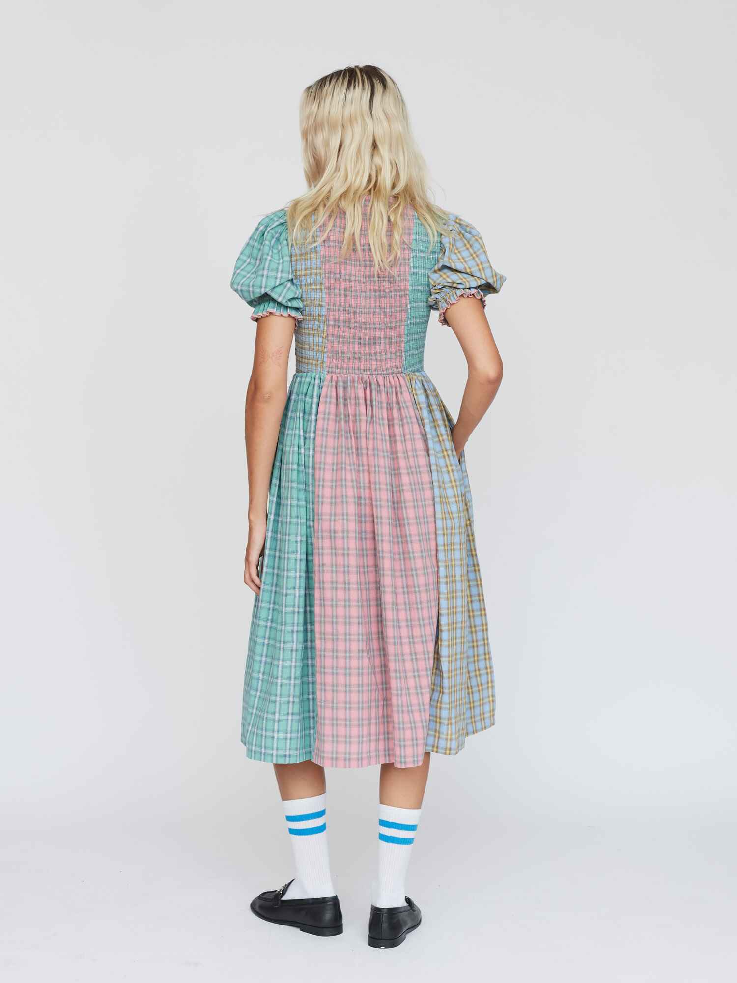 Checking You Out Shirred Dress - Image 6