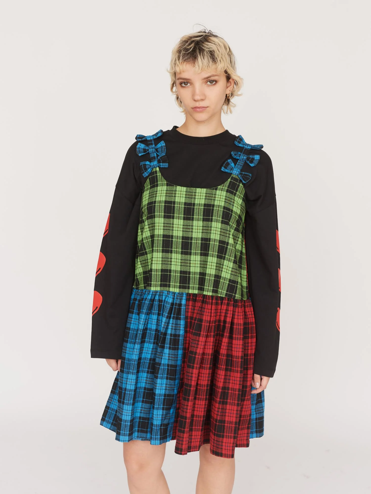 Colour Block Bow Mini Dress