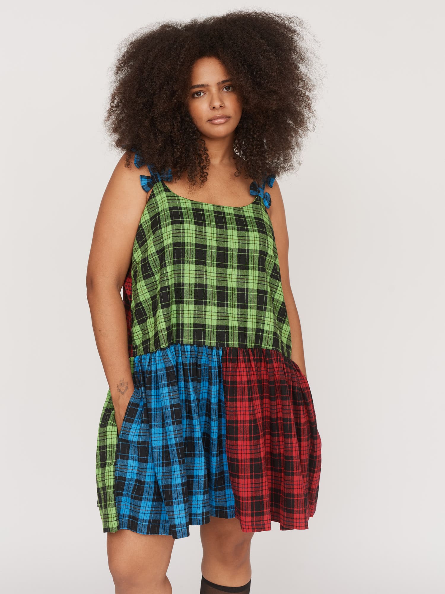 Colour Block Bow Mini Dress - Image 2