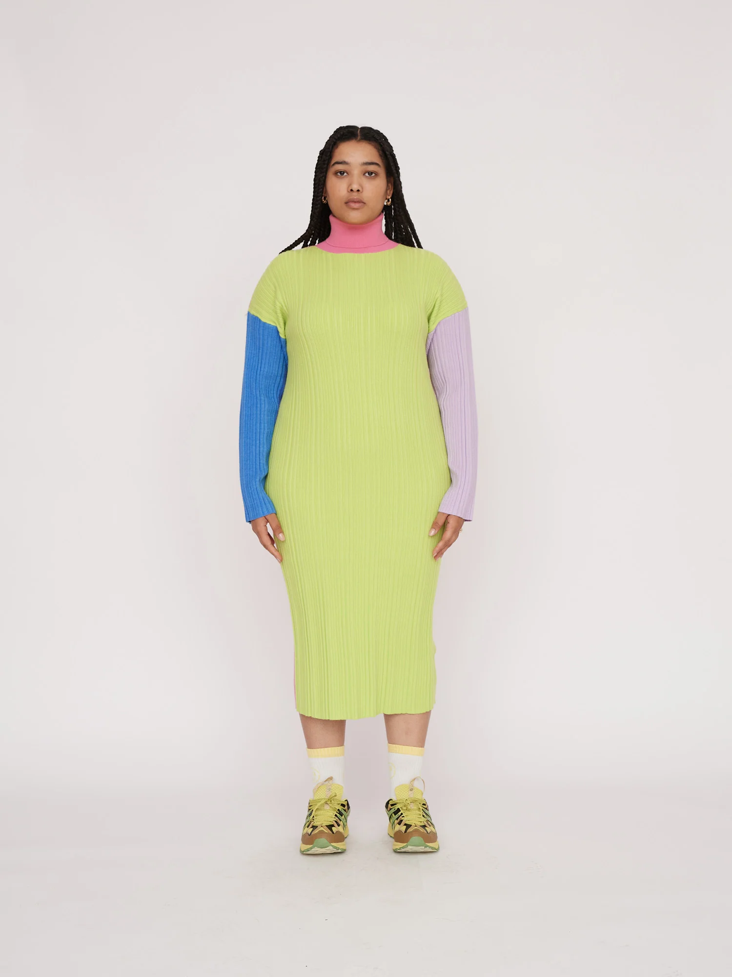 Colour Block Knit Tube Dress - Image 2