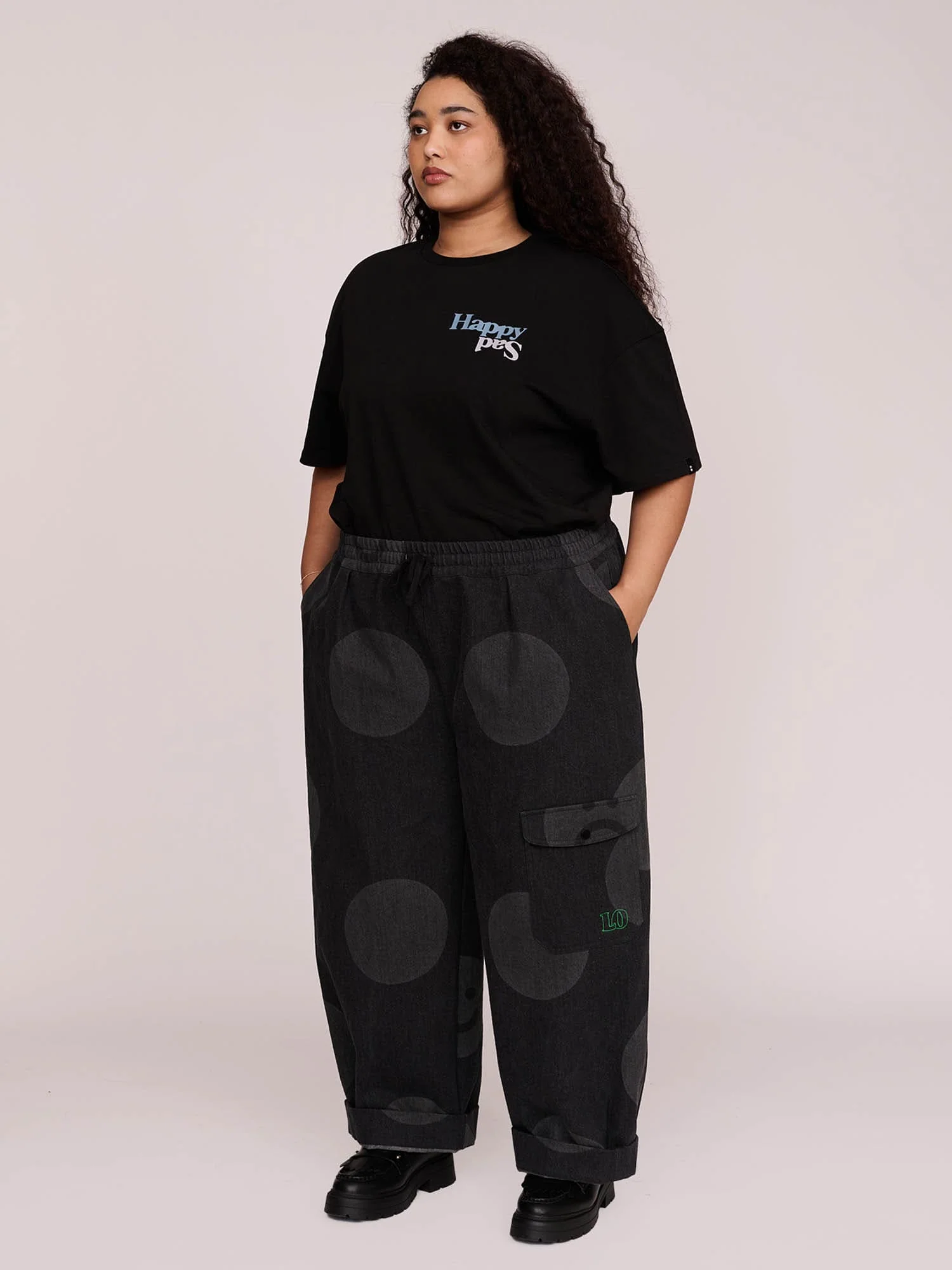 Denim Polka Barrel Pants - Image 3