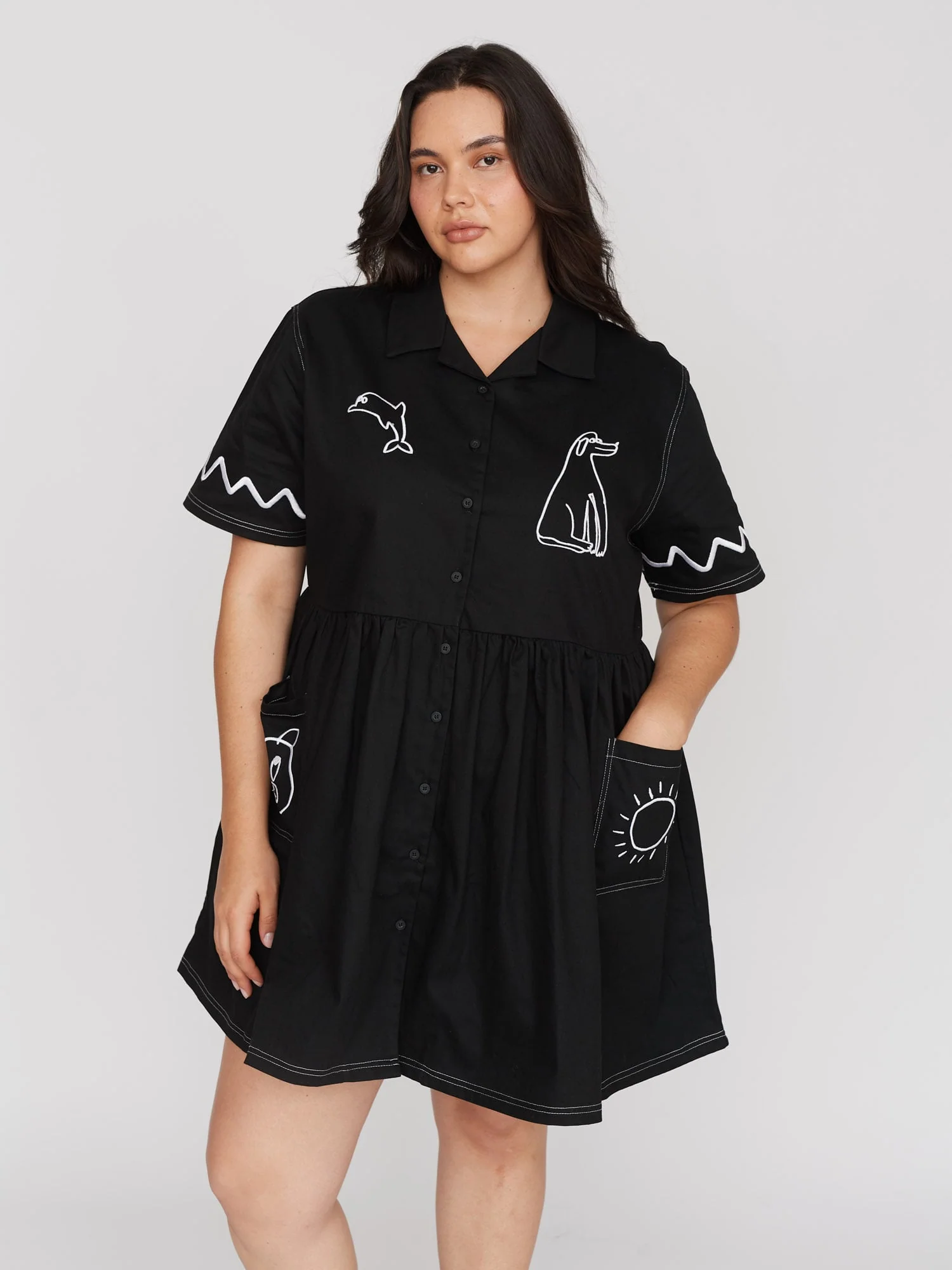Feeling Fine Smock Mini Shirt Dress