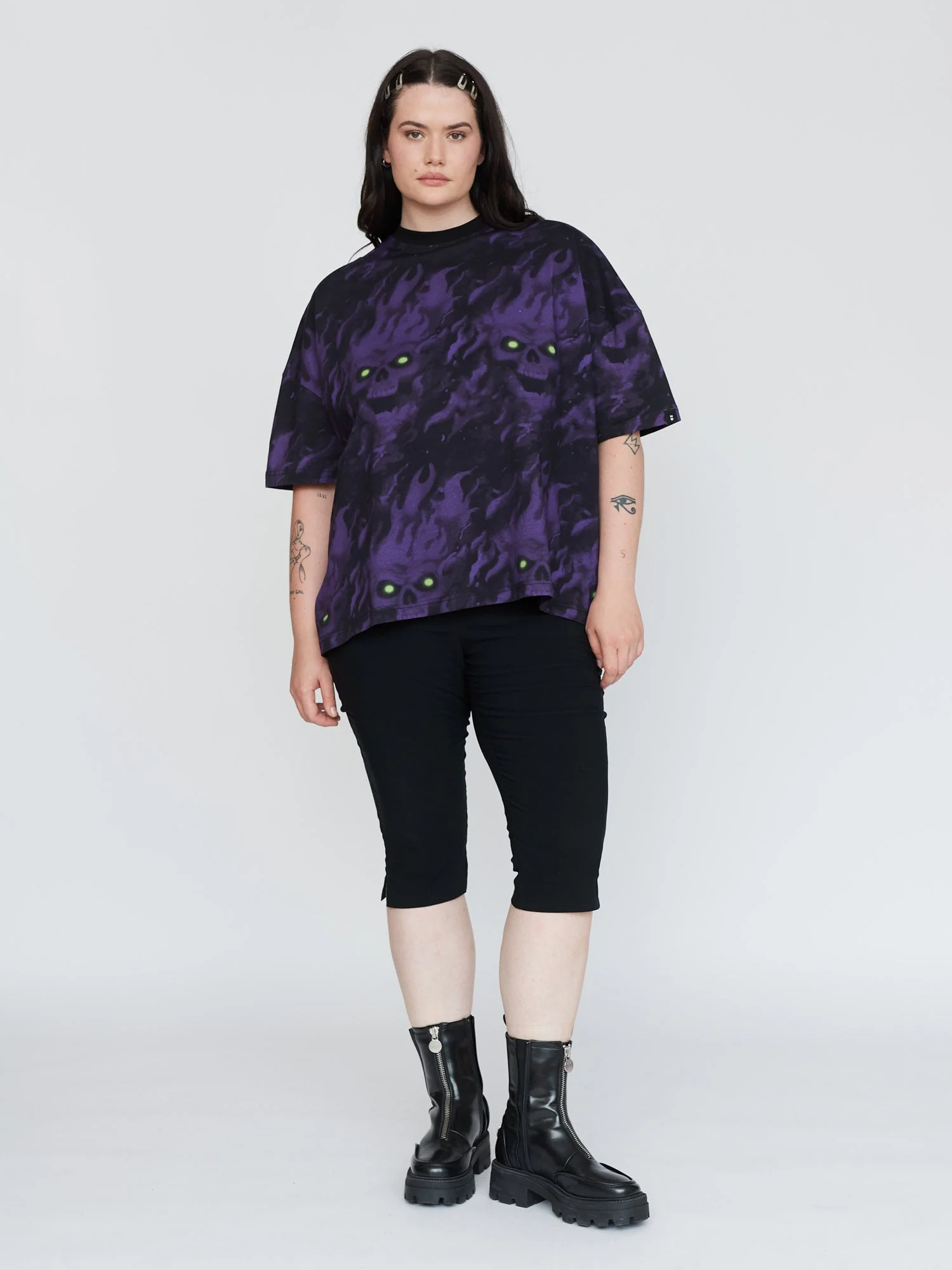 Flaming Skull Big Square Tee - Image 2