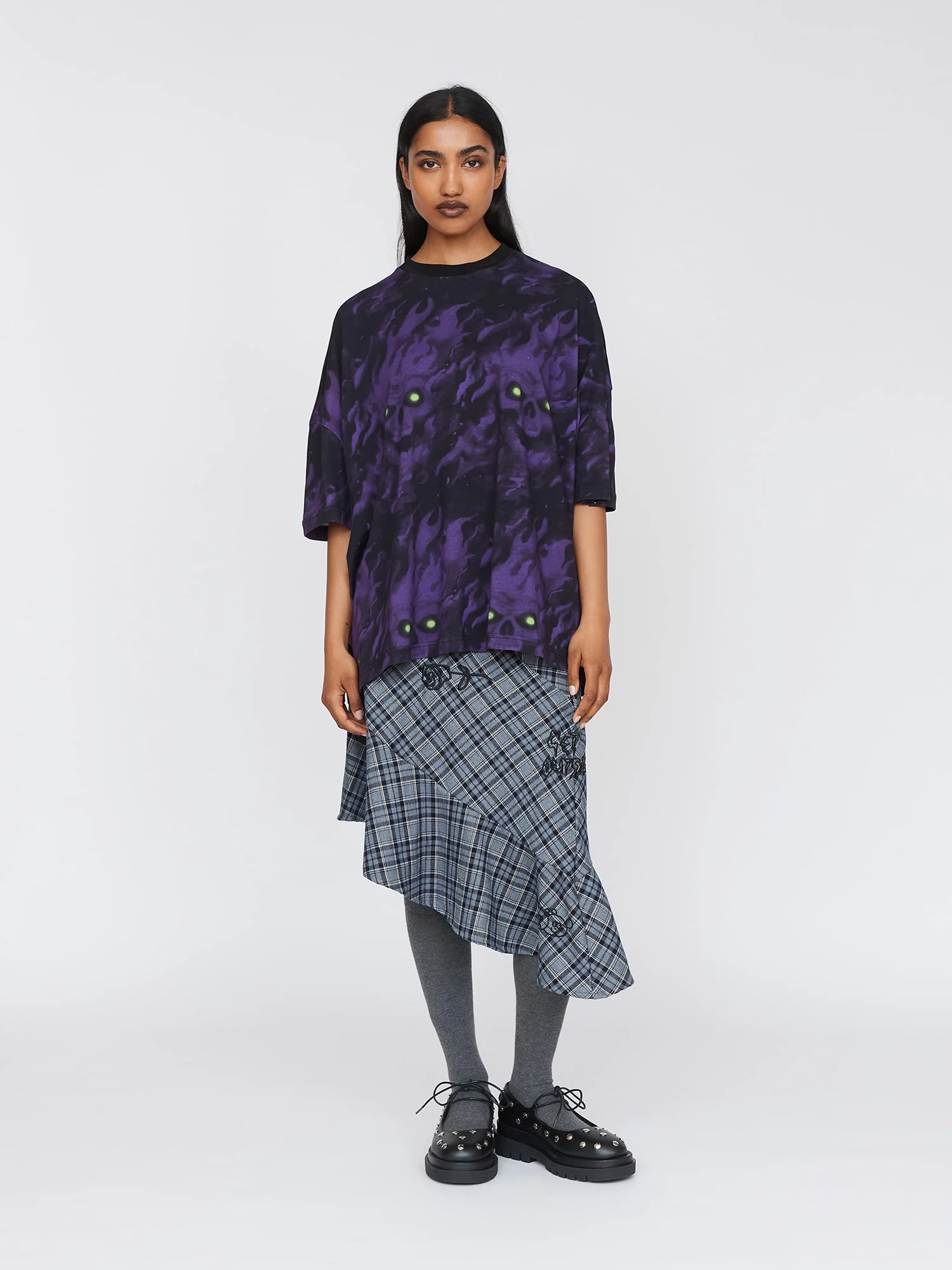 Flaming Skull Big Square Tee - Image 4