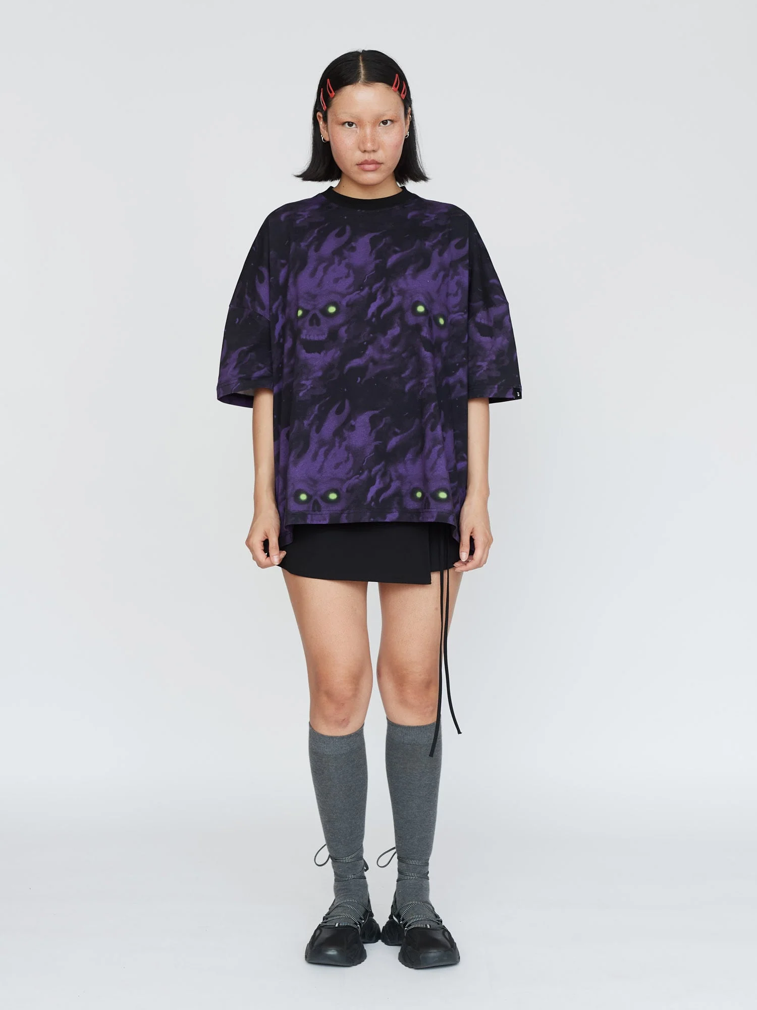 Flaming Skull Big Square Tee - Image 6