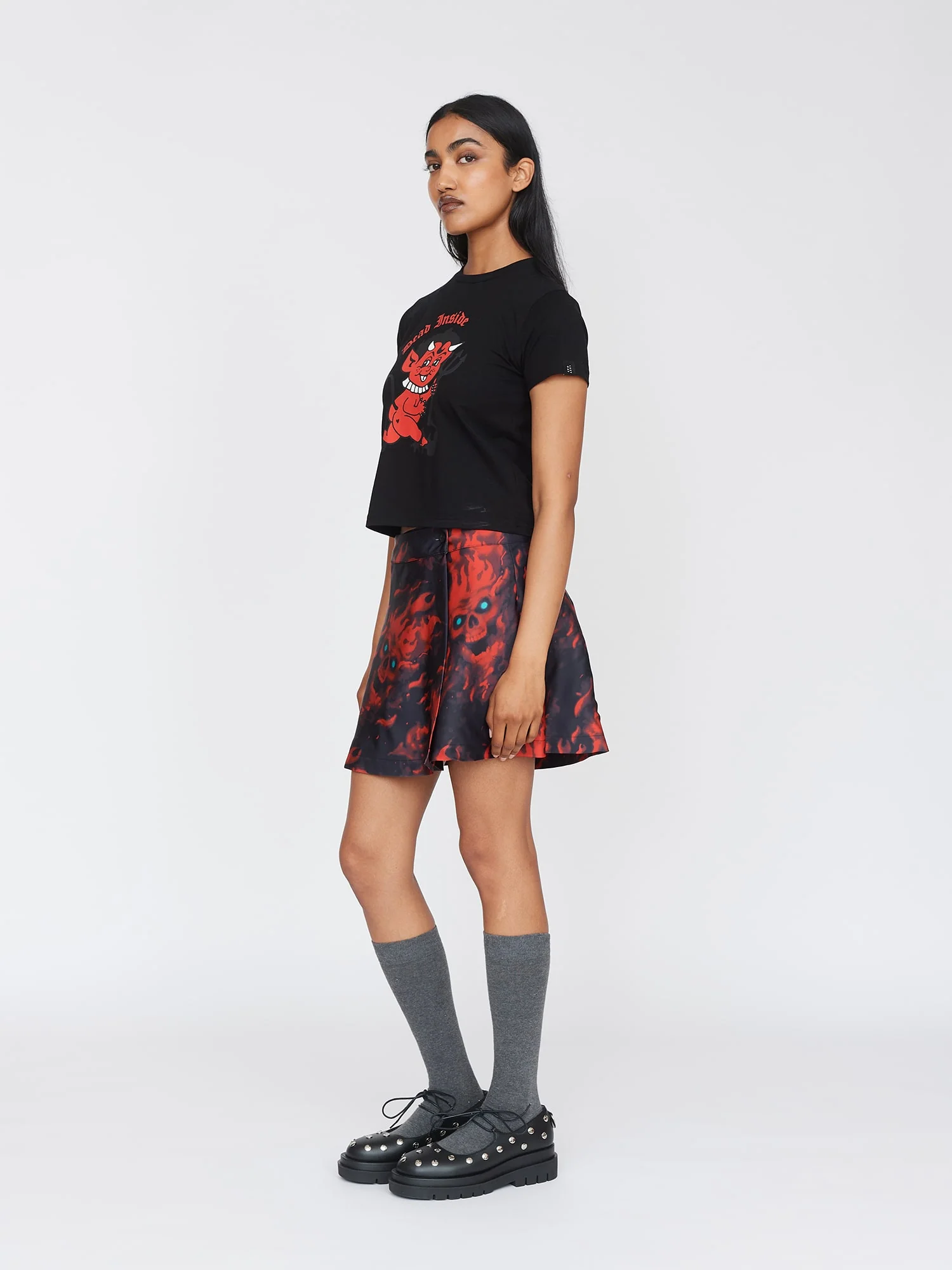 Flaming Skull Mini Skirt - Image 7