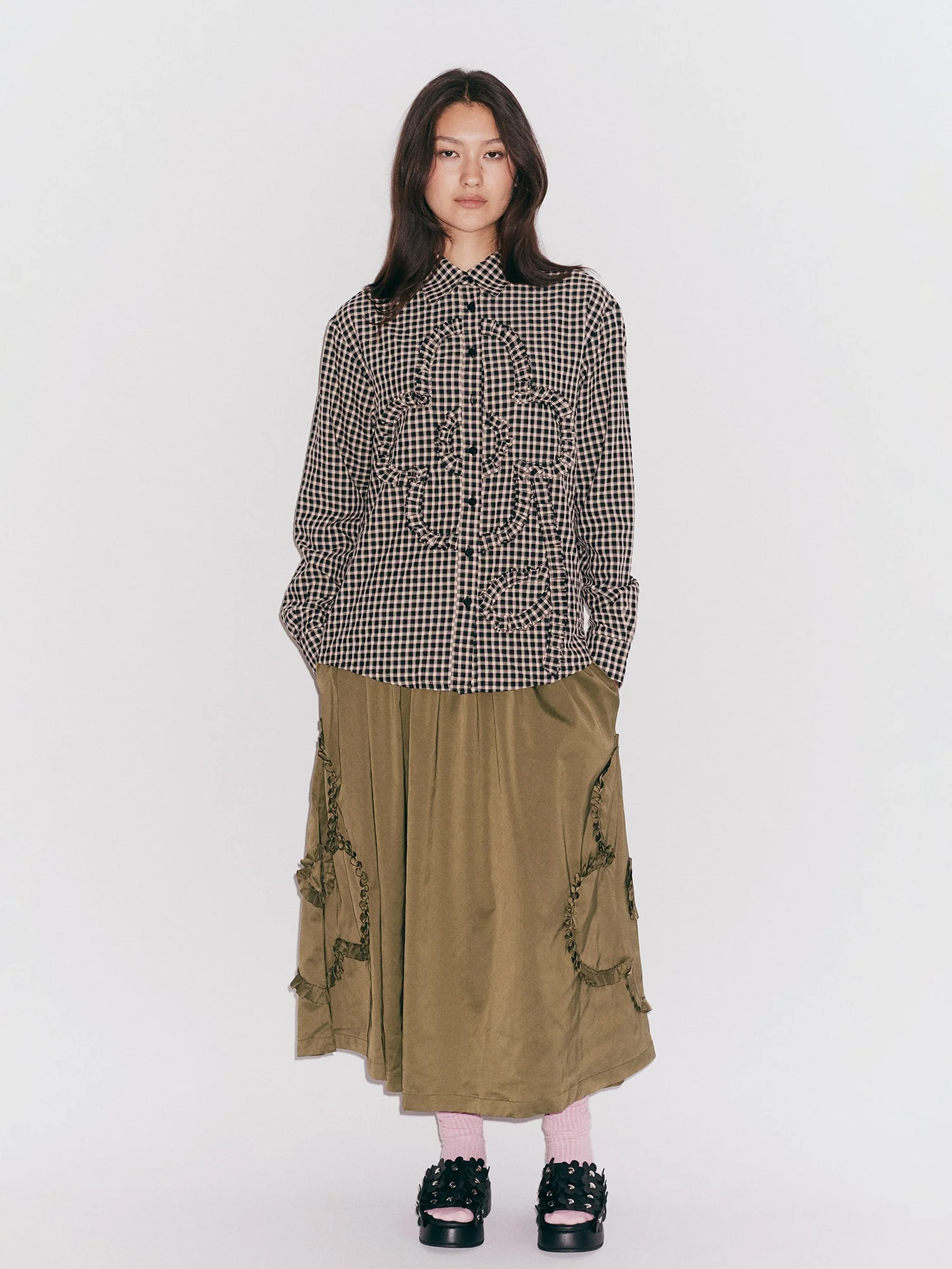 Gingham Big Flower Shirt - Image 9