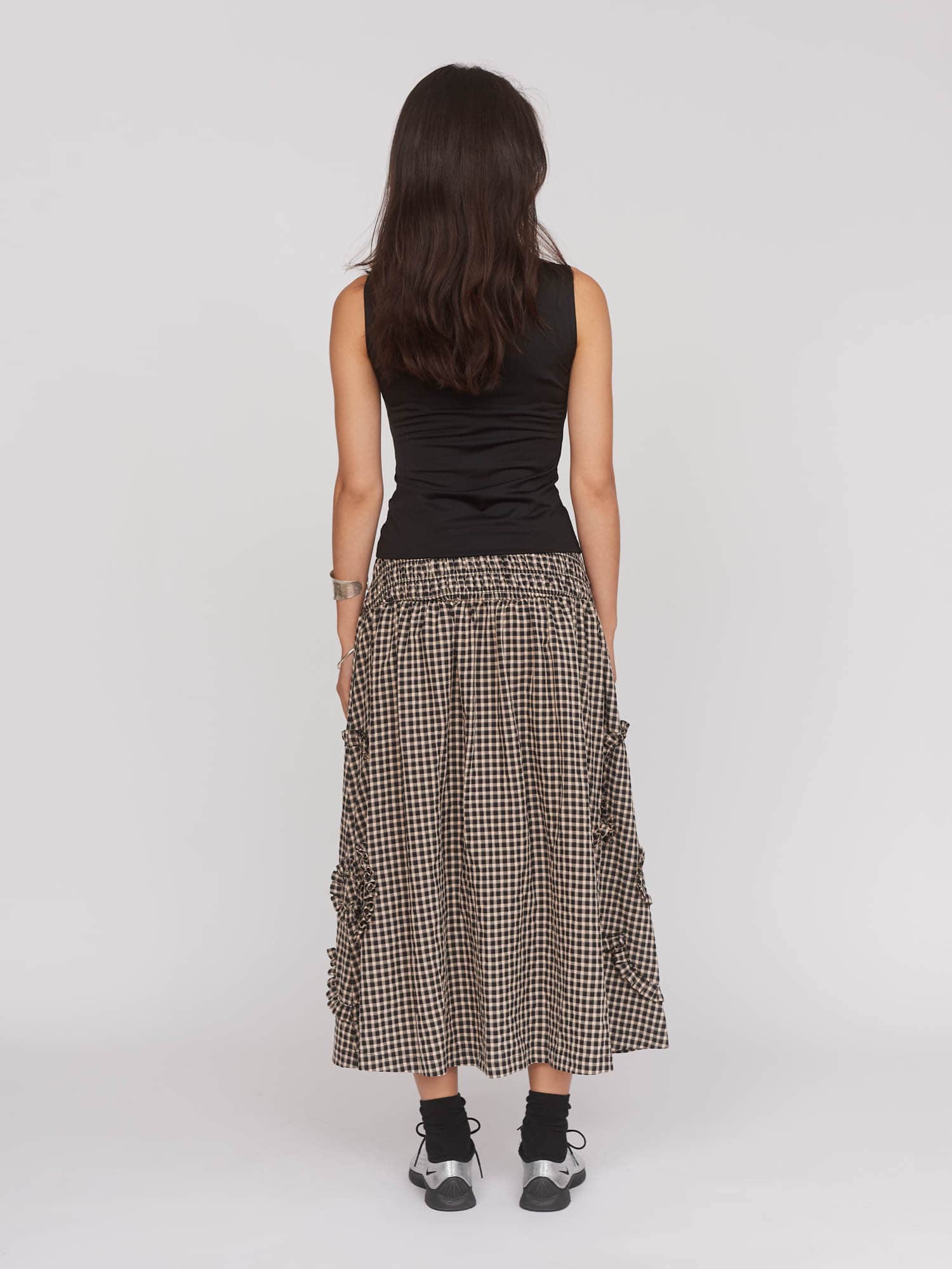 Gingham Flower Shirred Skirt - Image 8