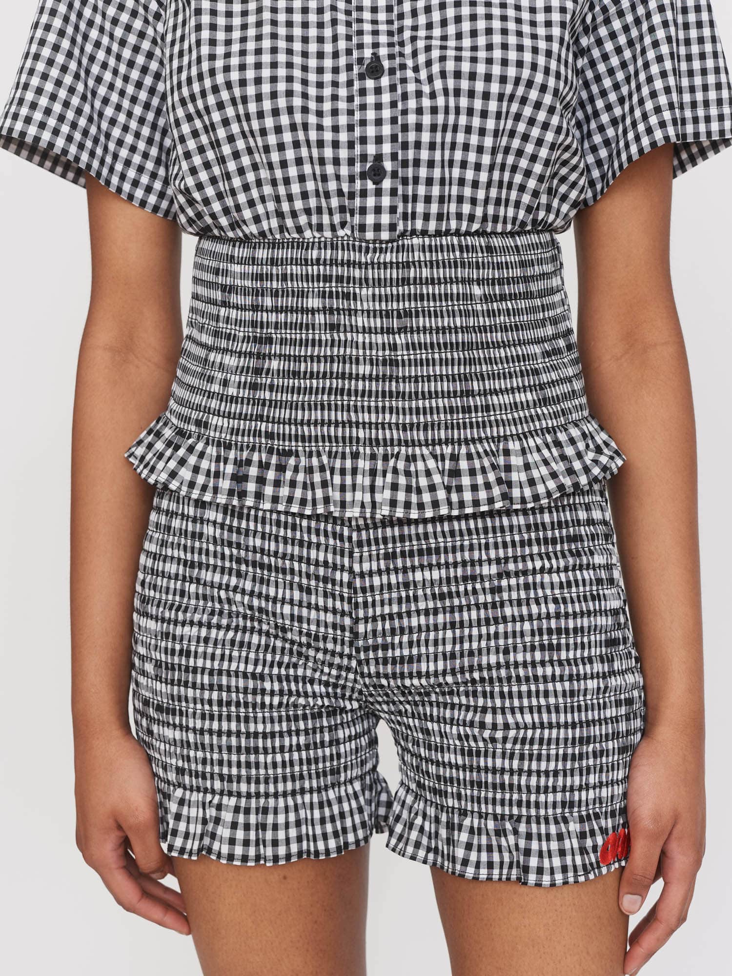 Gingham Shirred Shorts - Image 2