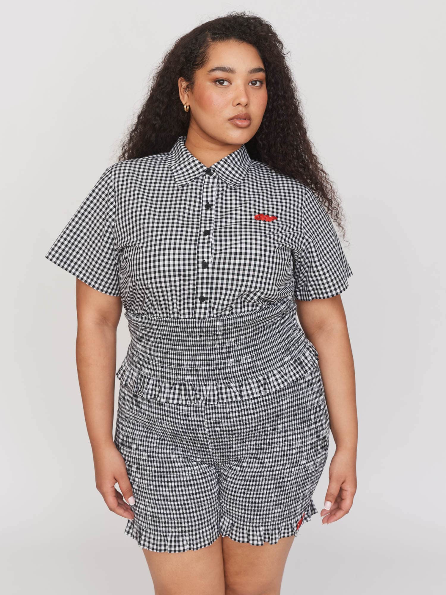 Gingham Shirred Shorts - Image 3
