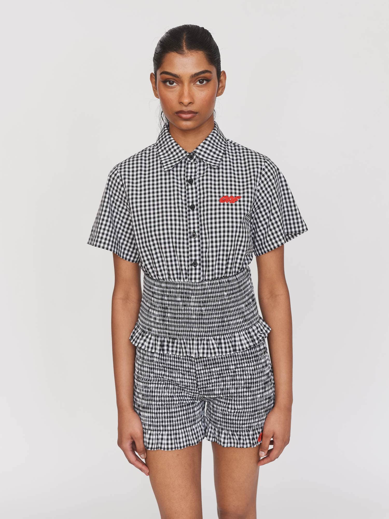 Gingham Shirred Shorts - Image 4