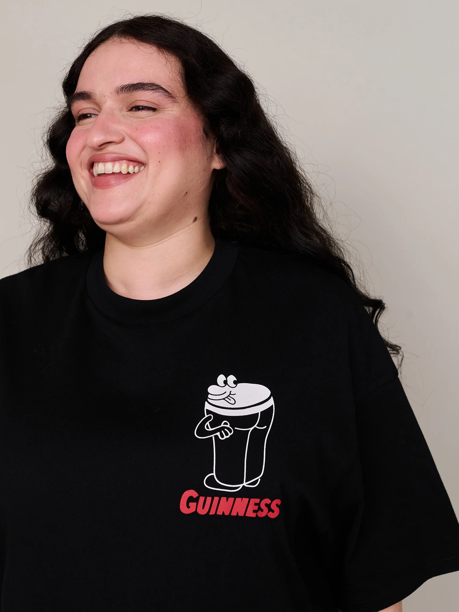 Guinness x Lazy Oaf Black Cheeky Pints T-Shirt - Image 2