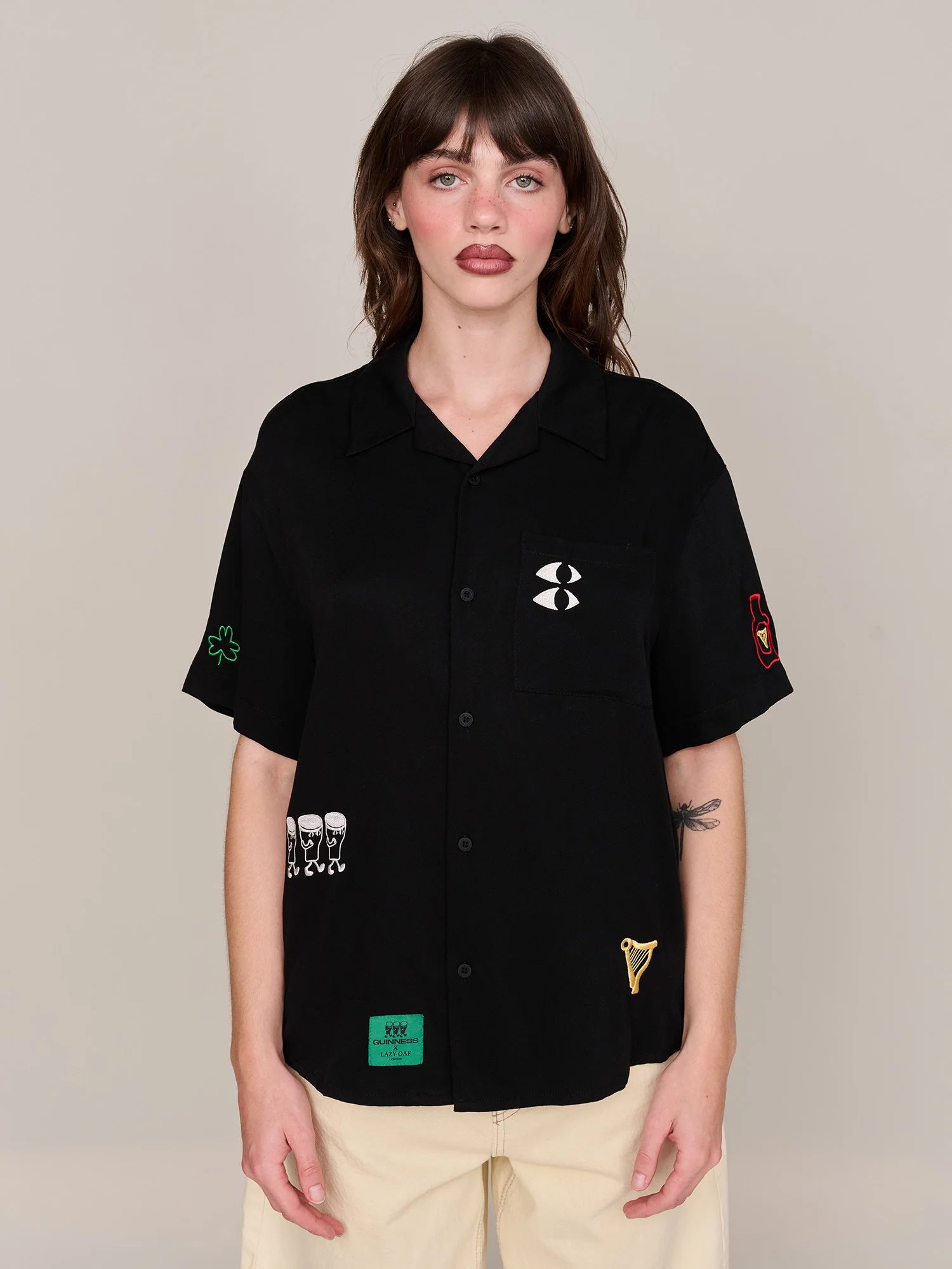 Guinness x Lazy Oaf Embroidered Rush Pints Shirt - Image 2