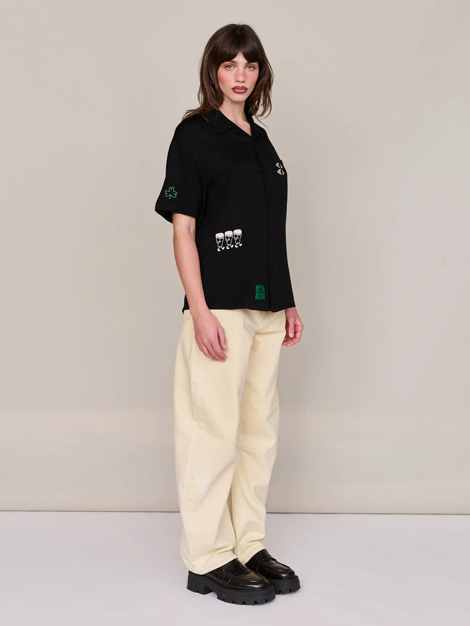 Guinness x Lazy Oaf Embroidered Rush Pints Shirt - Image 3