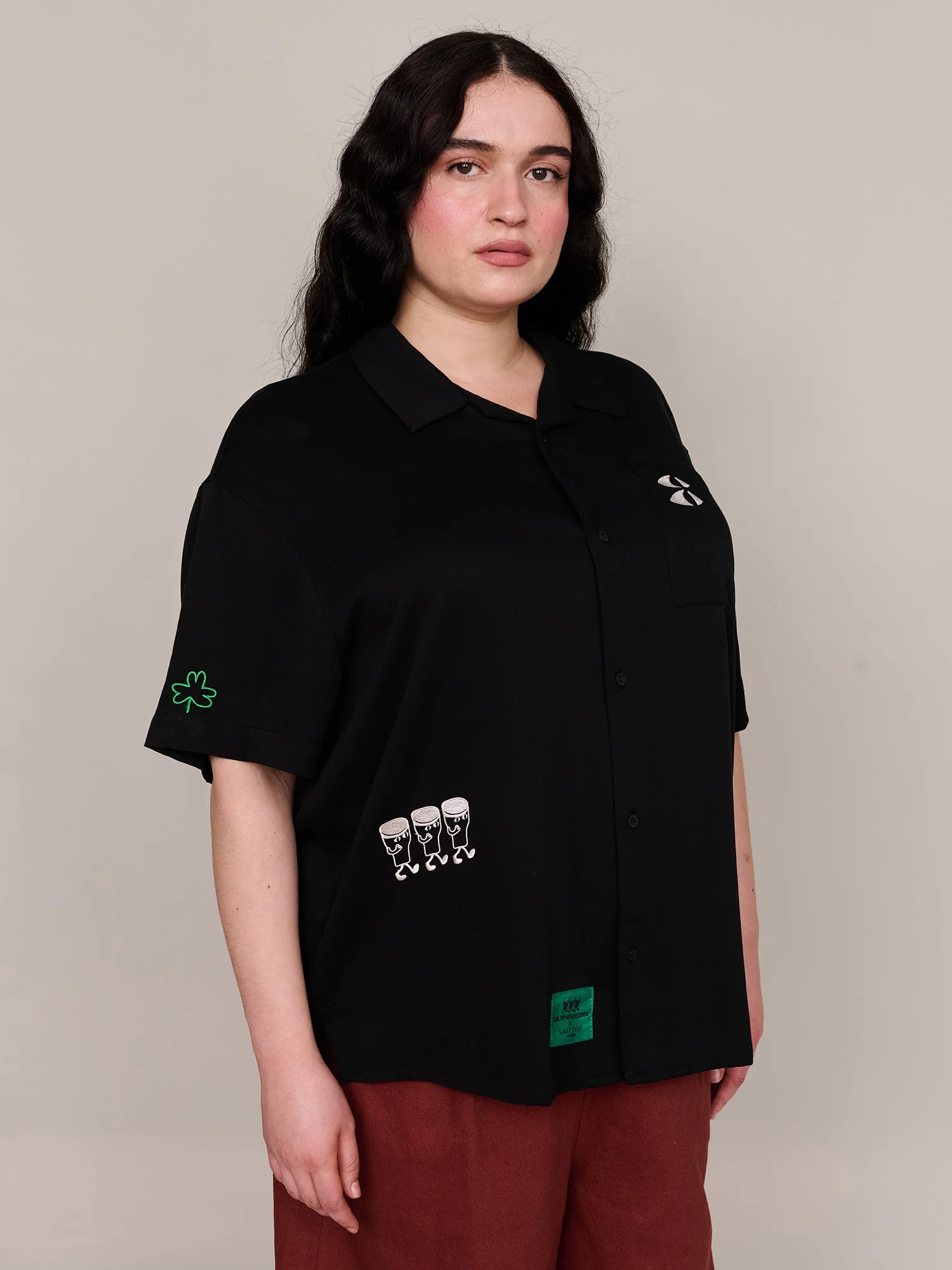 Guinness x Lazy Oaf Embroidered Rush Pints Shirt - Image 4