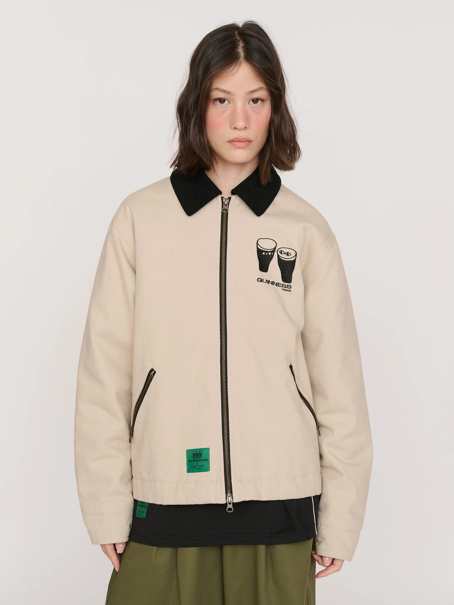 Guinness x Lazy Oaf Zip Twill Jacket - Image 7