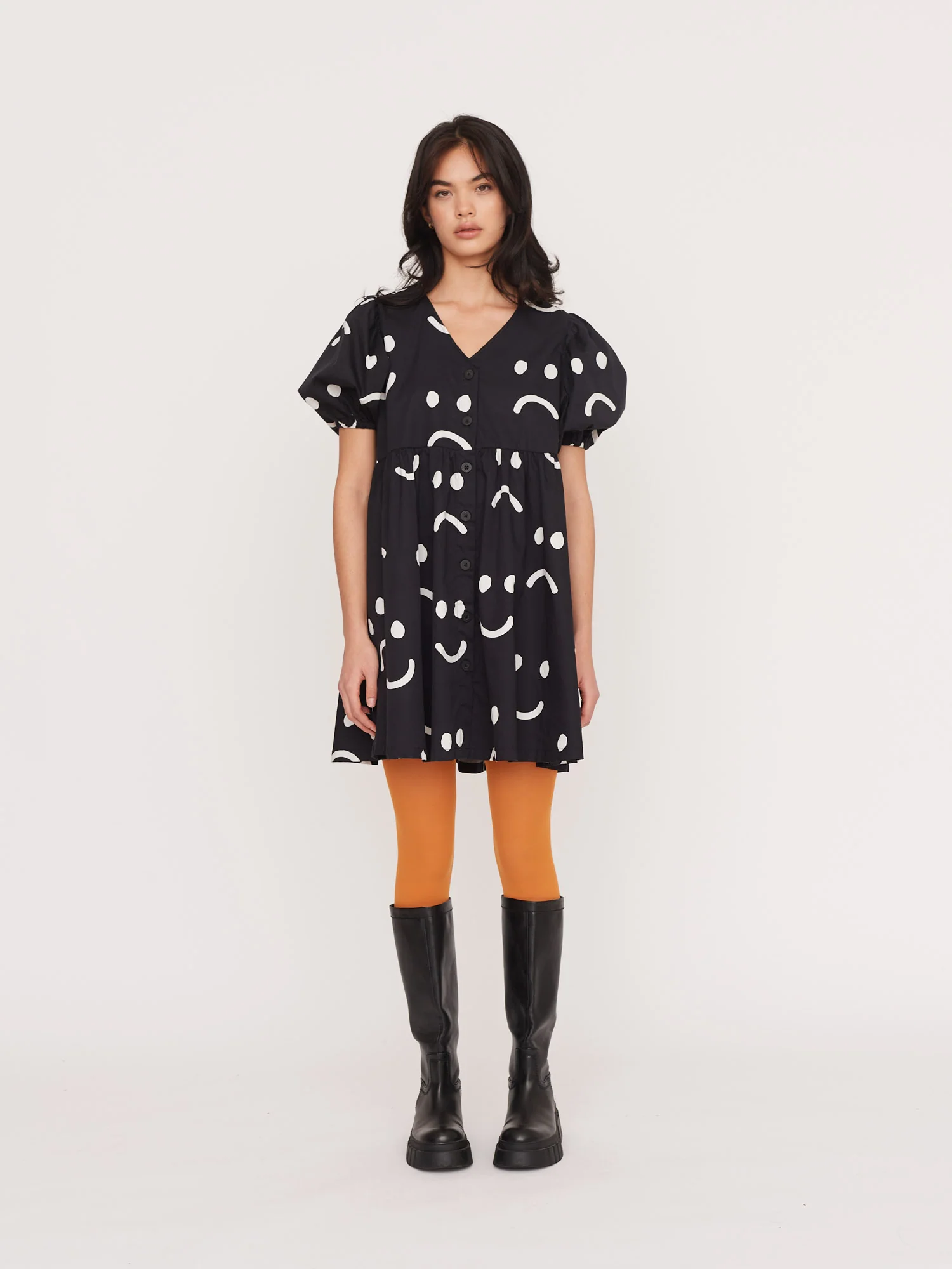 Happy Sad Black Mini Dress