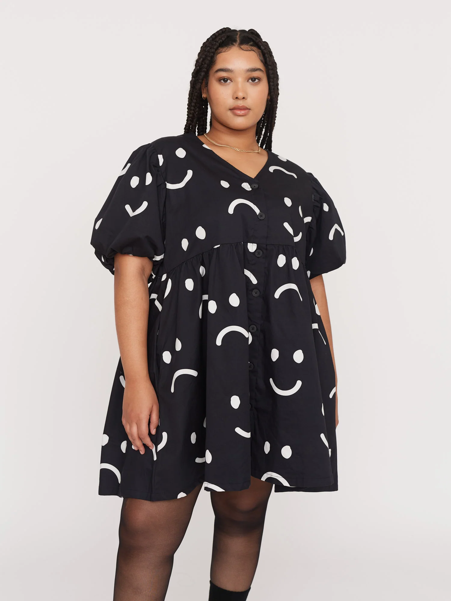 Happy Sad Black Mini Dress - Image 4